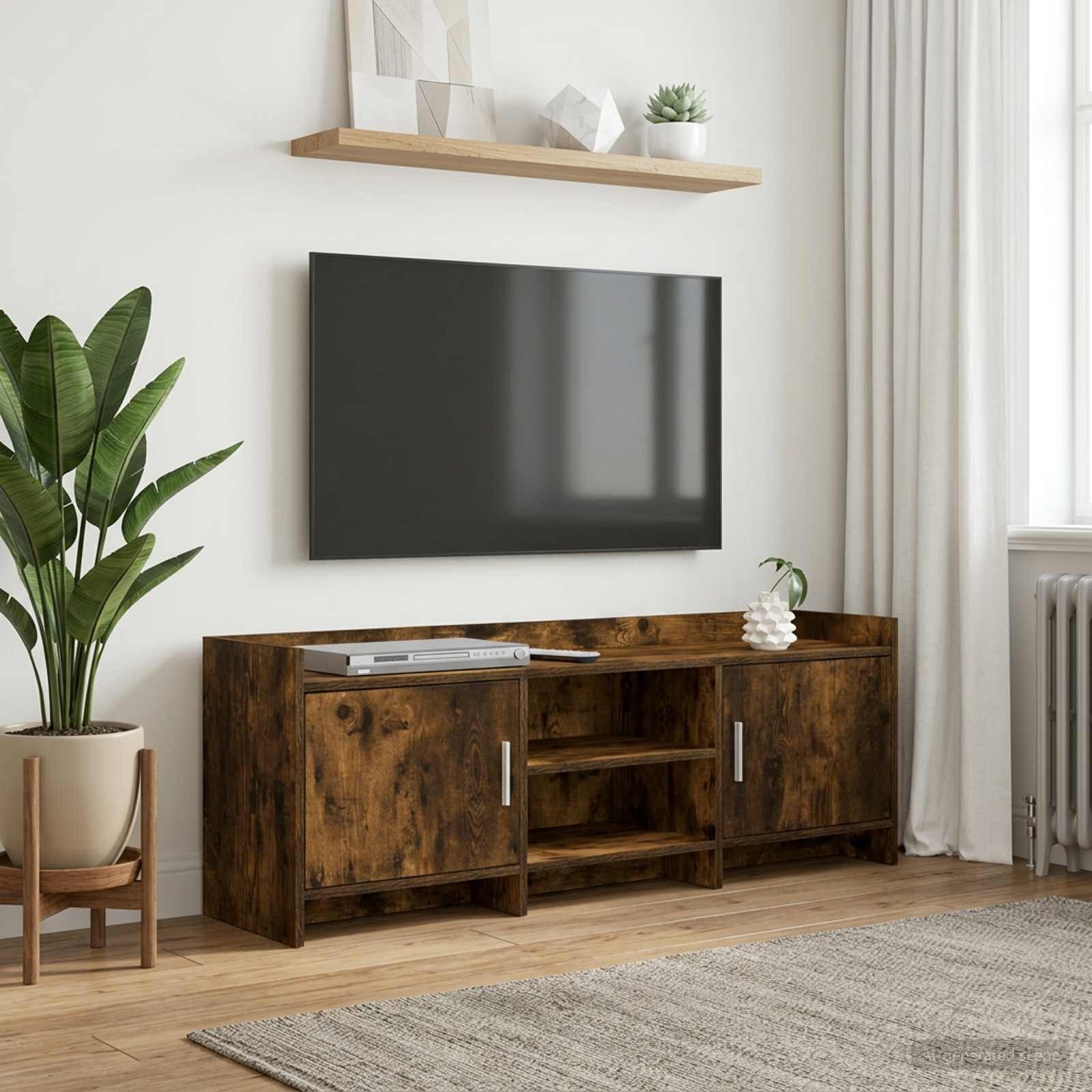 vidaXL ТВ шкаф 130 x 33 x 47 см Опушен дъб Инженерна дървесина