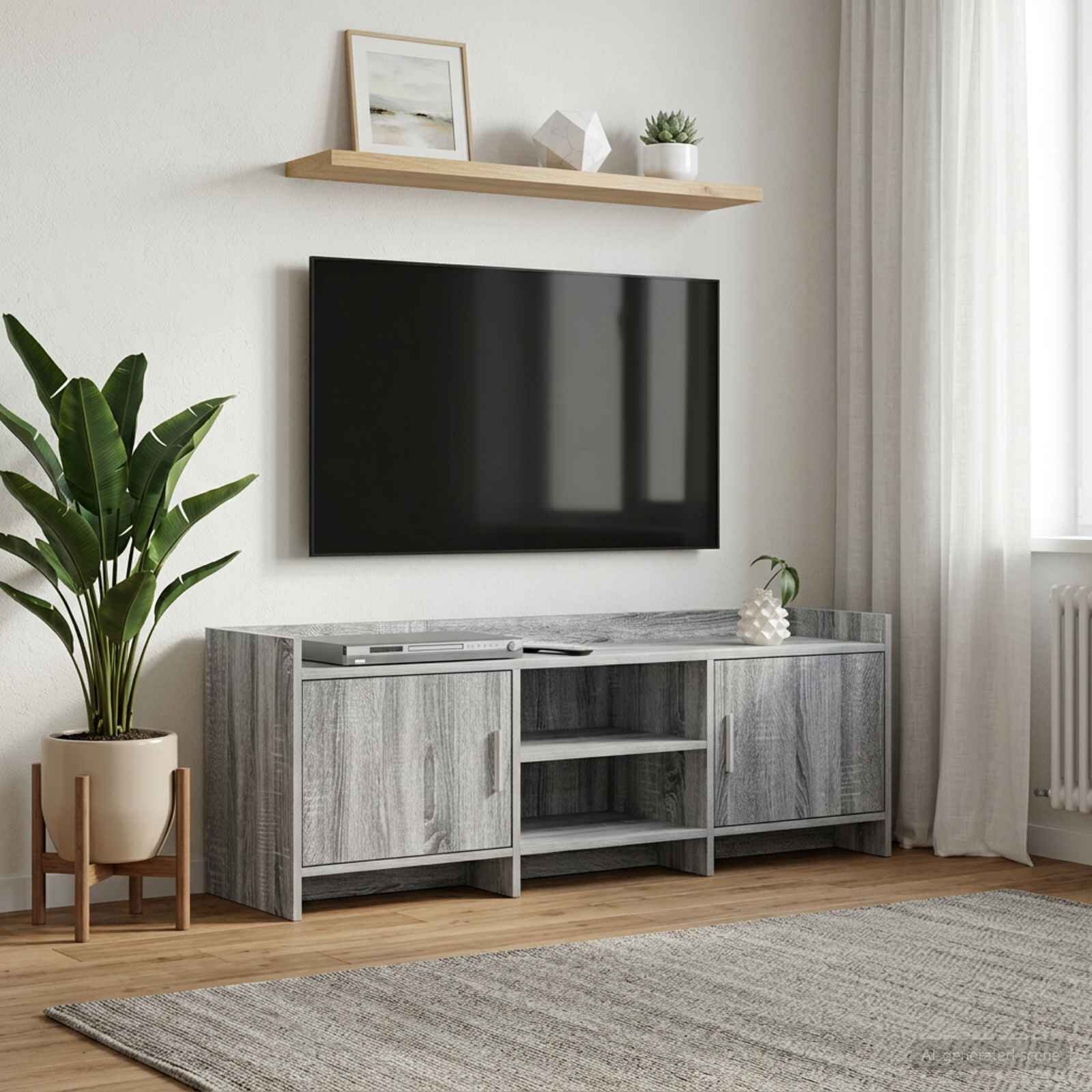 vidaXL ТВ шкаф 130 x 33 x 47 см Сив Сонома Инженерна дървесина