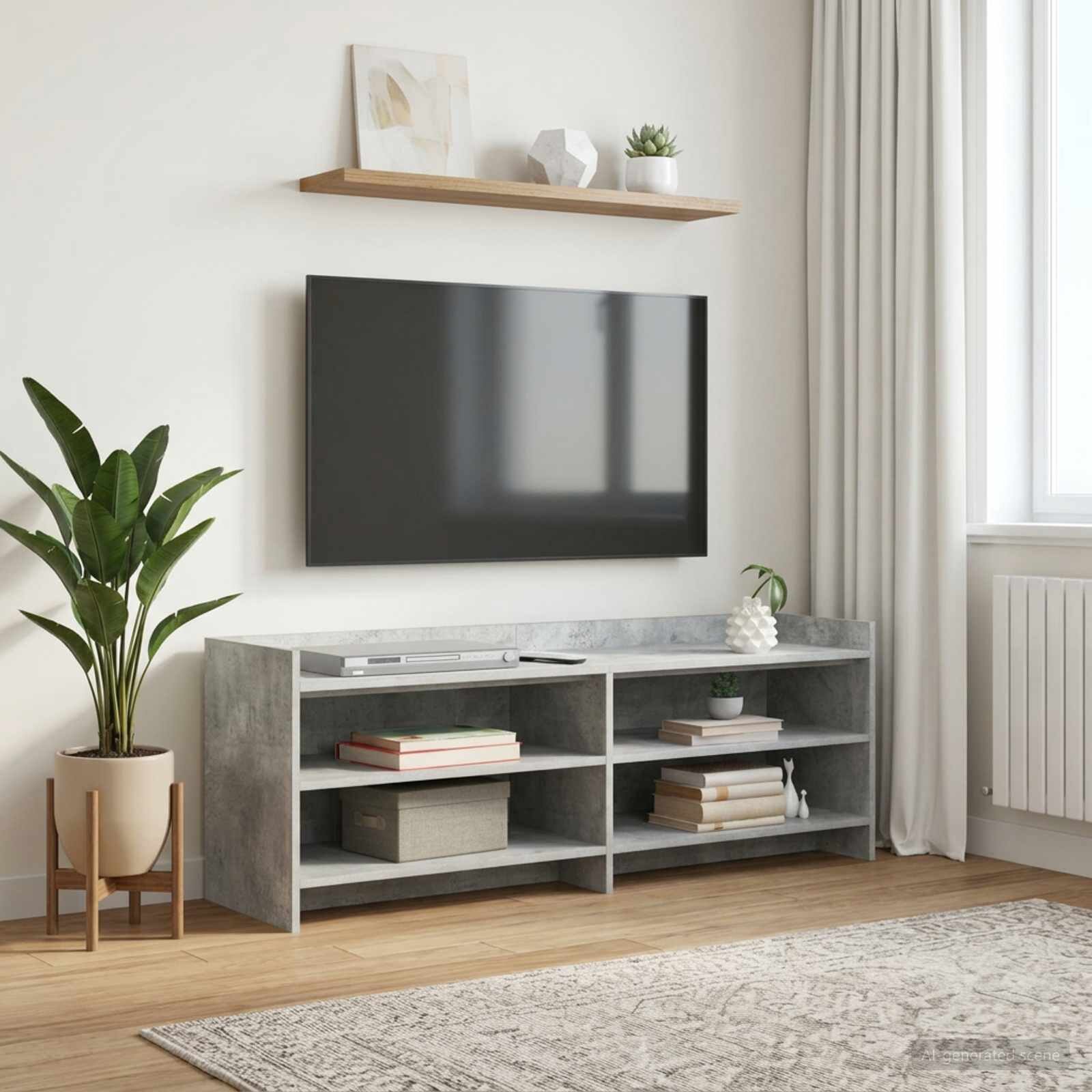vidaXL ТВ шкаф 135 x 33 x 47 см Бетонно сиво