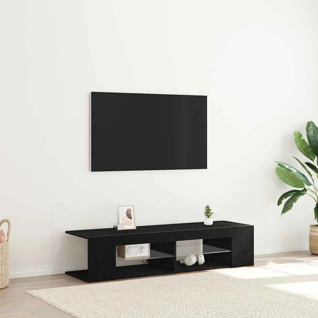 vidaXL ТВ шкаф 135 x 39 x 30 см Черния дъб Инженерна дървесина