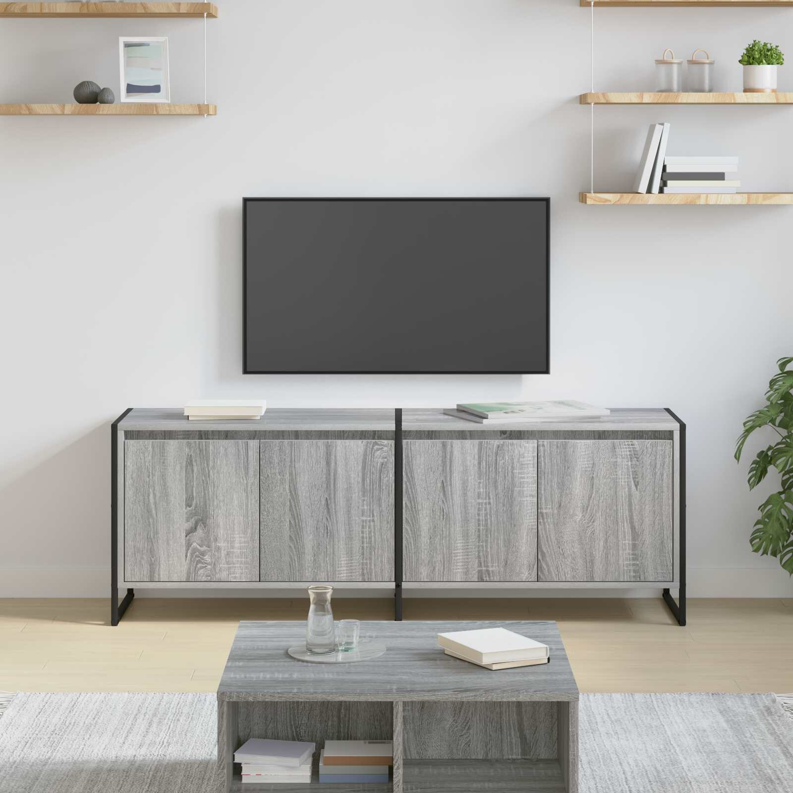 vidaXL ТВ шкаф 140 x 36 x 49.5 см Сив Сонома Инженерна дървесина
