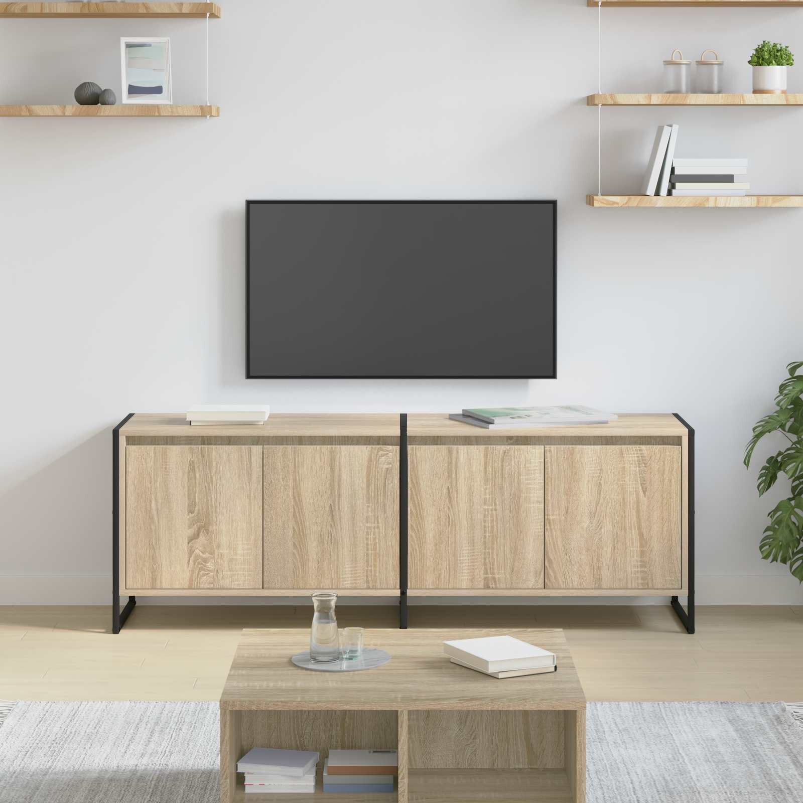 vidaXL ТВ шкаф 140 x 36 x 49.5 см Сонома Инженерна дървесина