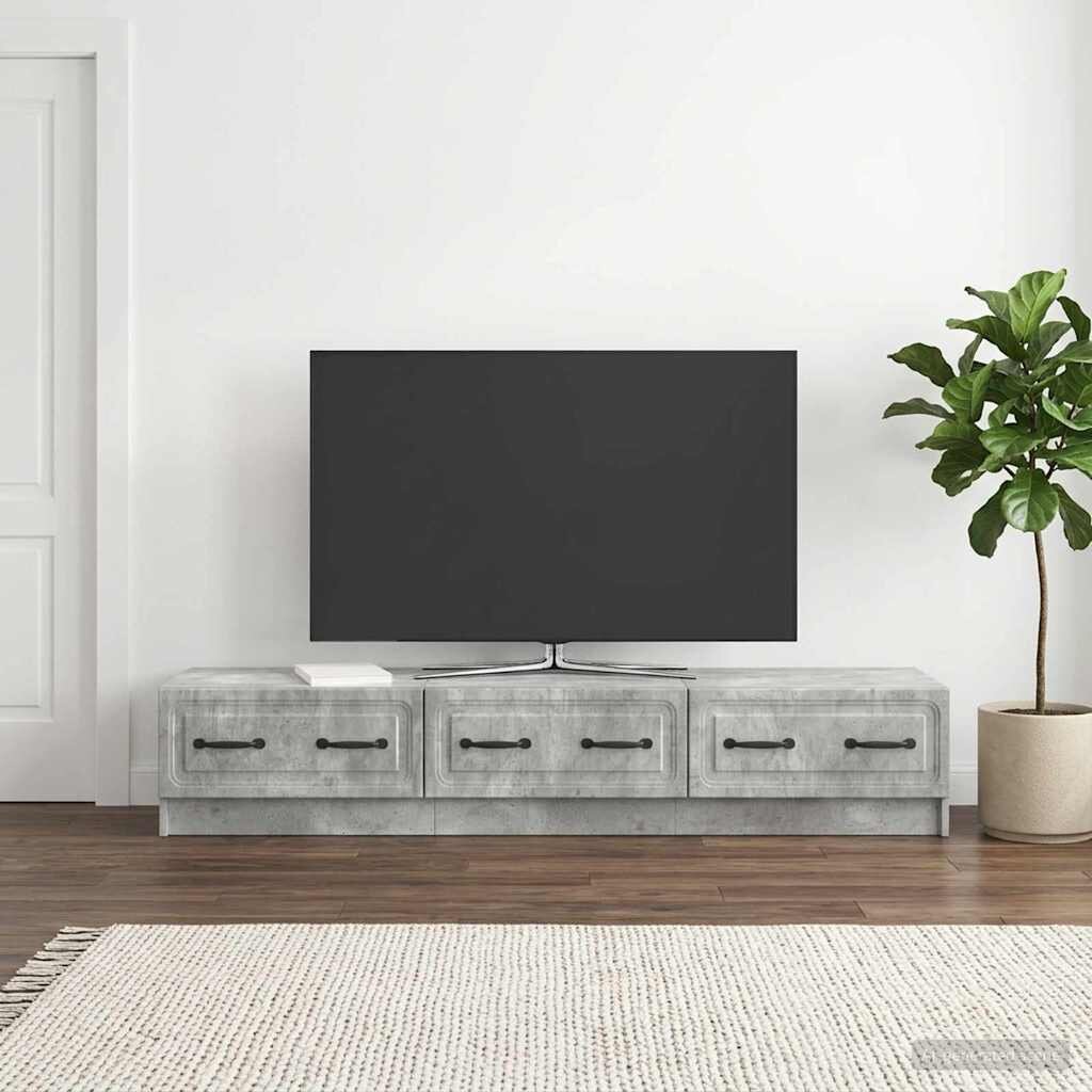 vidaXL ТВ шкаф 147 x 345 x 27 см Бетонно сиво Инженерна дървесина