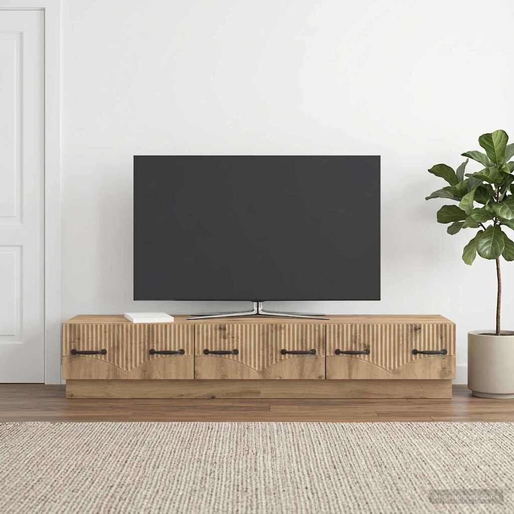 vidaXL ТВ шкаф 147 x 345 x 27 см Дъб артизан Инженерна дървесина