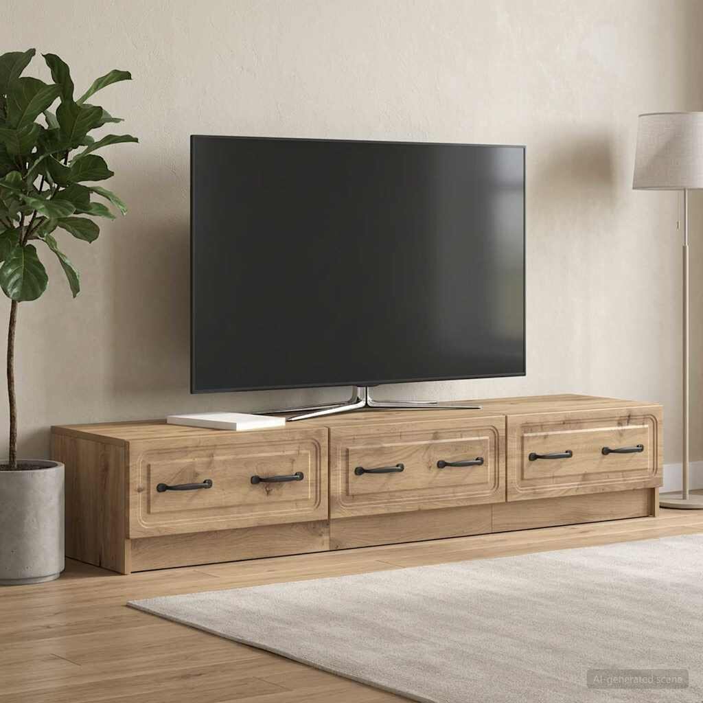 vidaXL ТВ шкаф 147 x 345 x 27 см Дъб артизан Инженерна дървесина