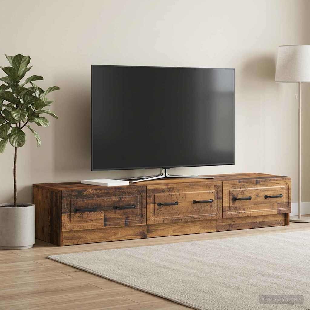 vidaXL ТВ шкаф 147 x 345 x 27 см Старо дърво Инженерна дървесина