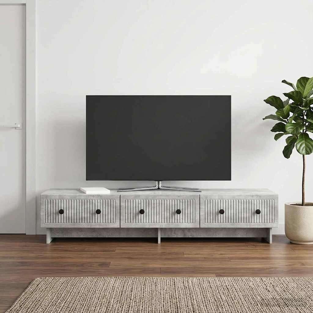 vidaXL ТВ шкаф 147 x 345 x 30 см Бетонно сиво Инженерна дървесина