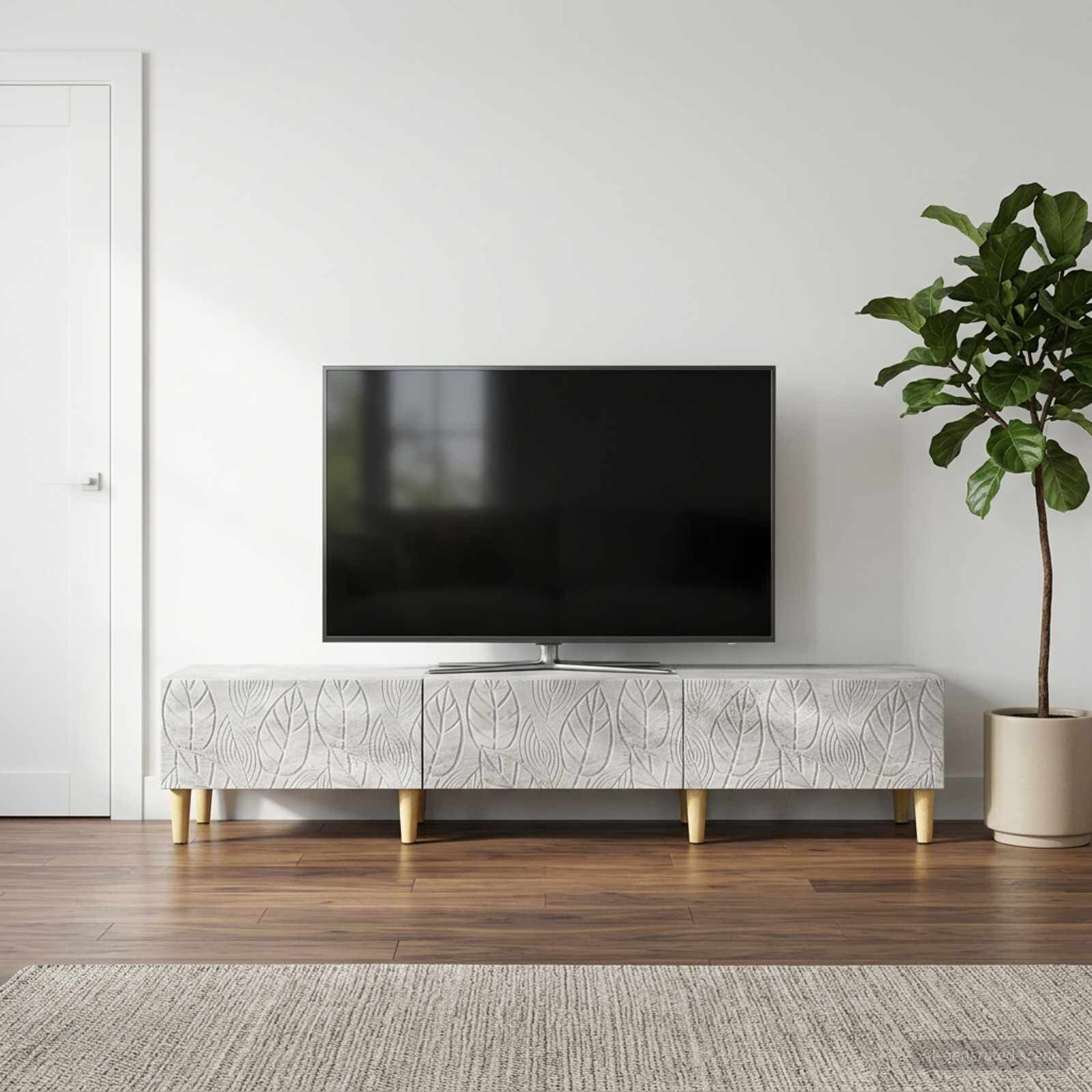 vidaXL ТВ шкаф 147 x 345 x 30 см Бетонно сиво Инженерна дървесина