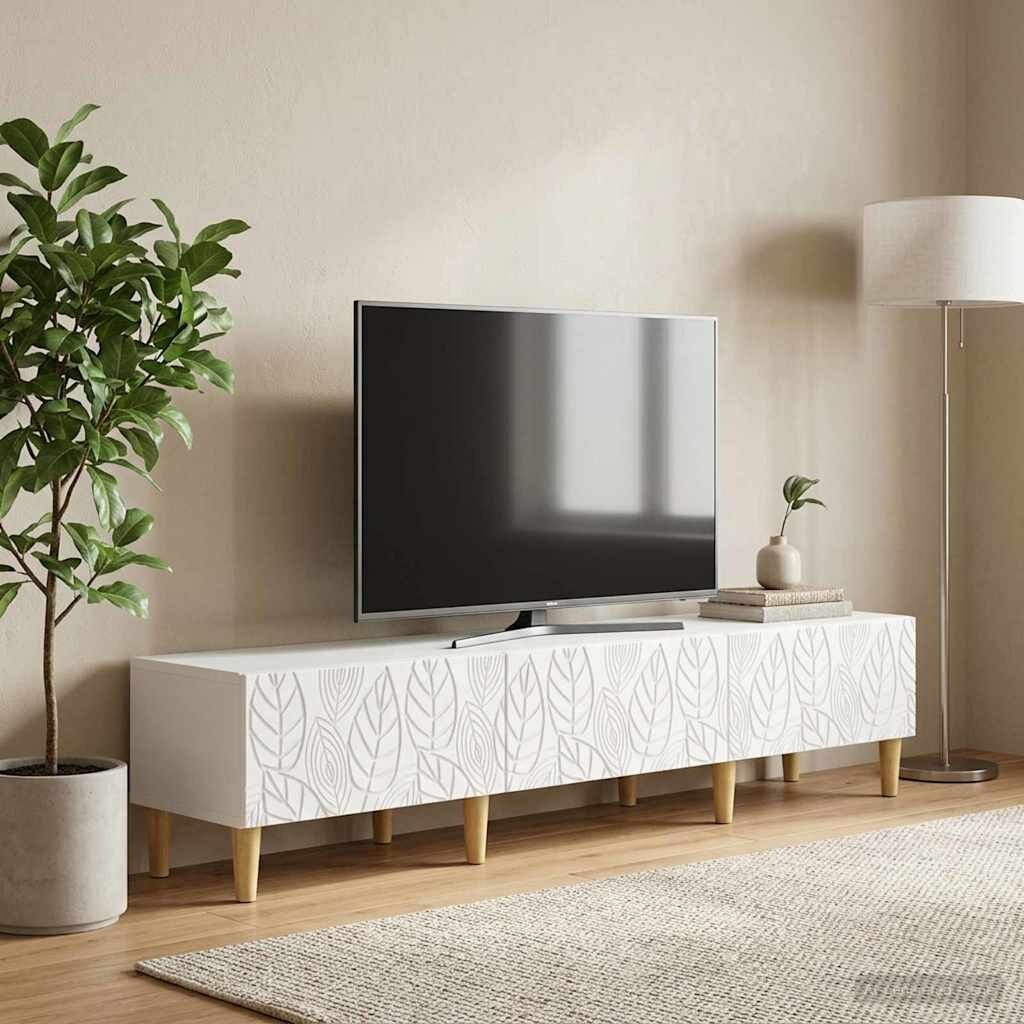 vidaXL ТВ шкаф 147 x 345 x 30 см Бяло Инженерна дървесина