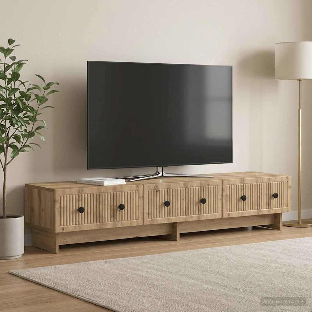 vidaXL ТВ шкаф 147 x 345 x 30 см Дъб артизан Инженерна дървесина