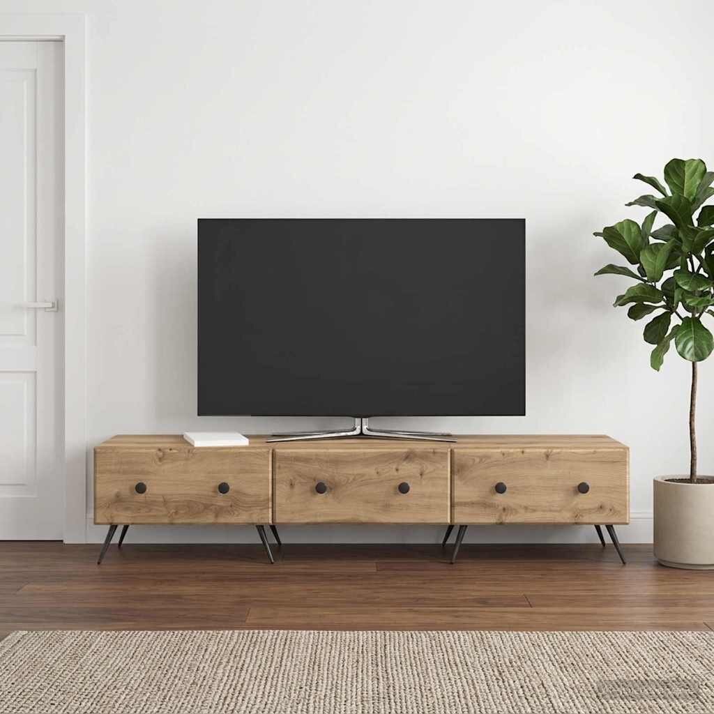 vidaXL ТВ шкаф 147 x 345 x 30 см Дъб артизан Инженерна дървесина