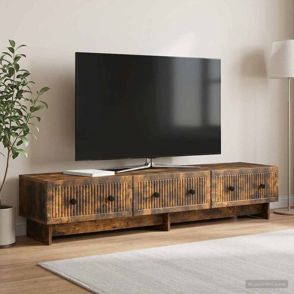 vidaXL ТВ шкаф 147 x 345 x 30 см Опушен дъб Инженерна дървесина