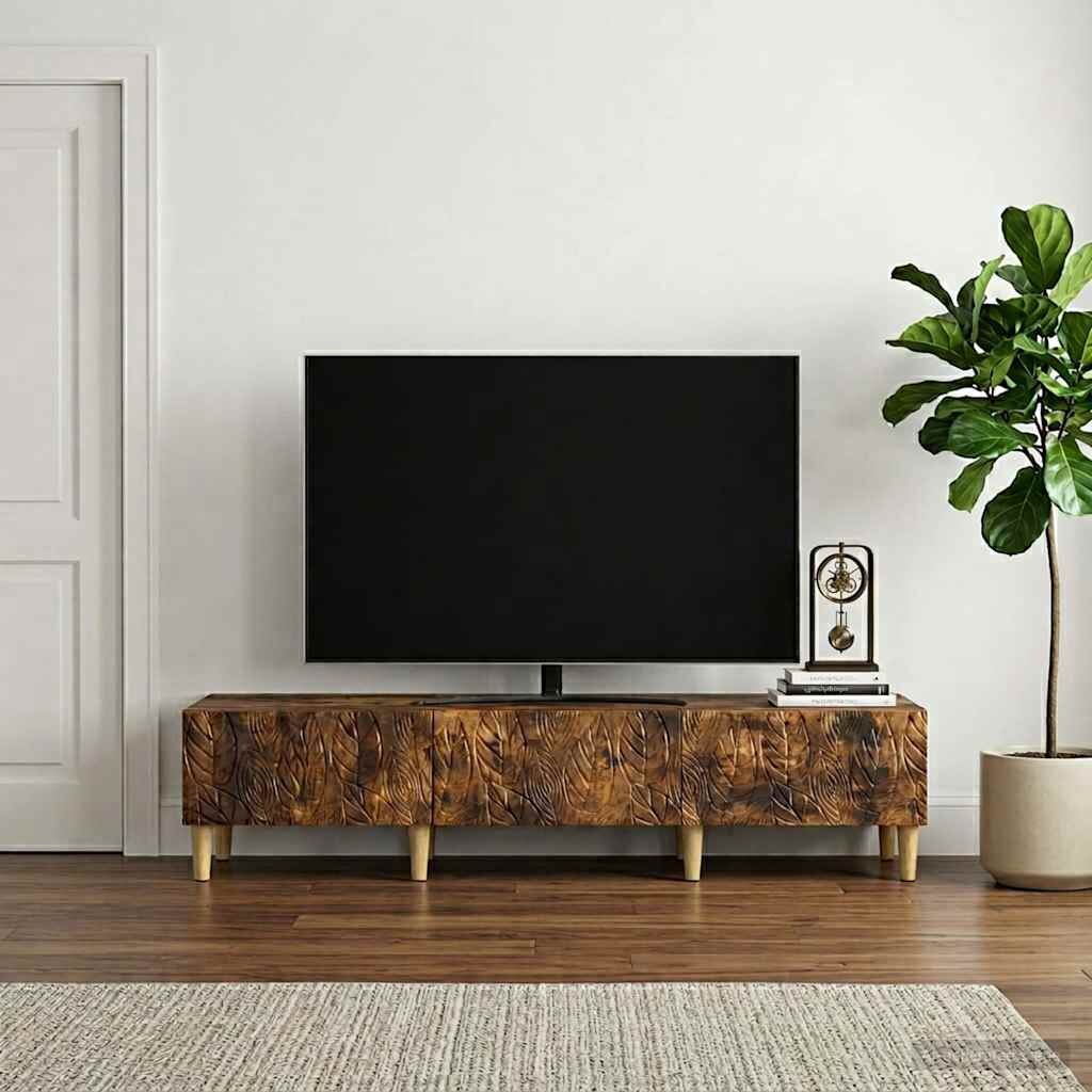 vidaXL ТВ шкаф 147 x 345 x 30 см Опушен дъб Инженерна дървесина