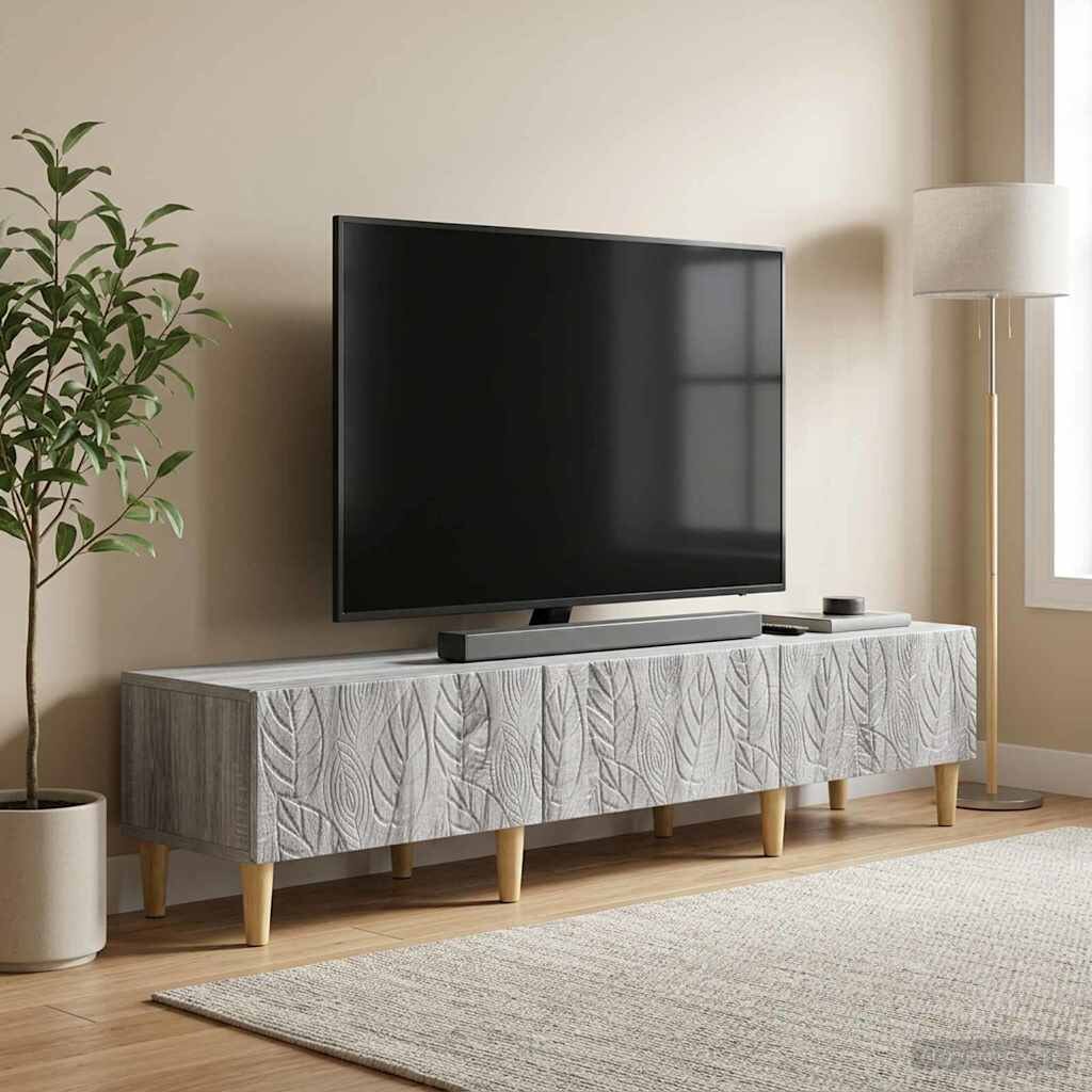 vidaXL ТВ шкаф 147 x 345 x 30 см Сив Сонома Инженерна дървесина