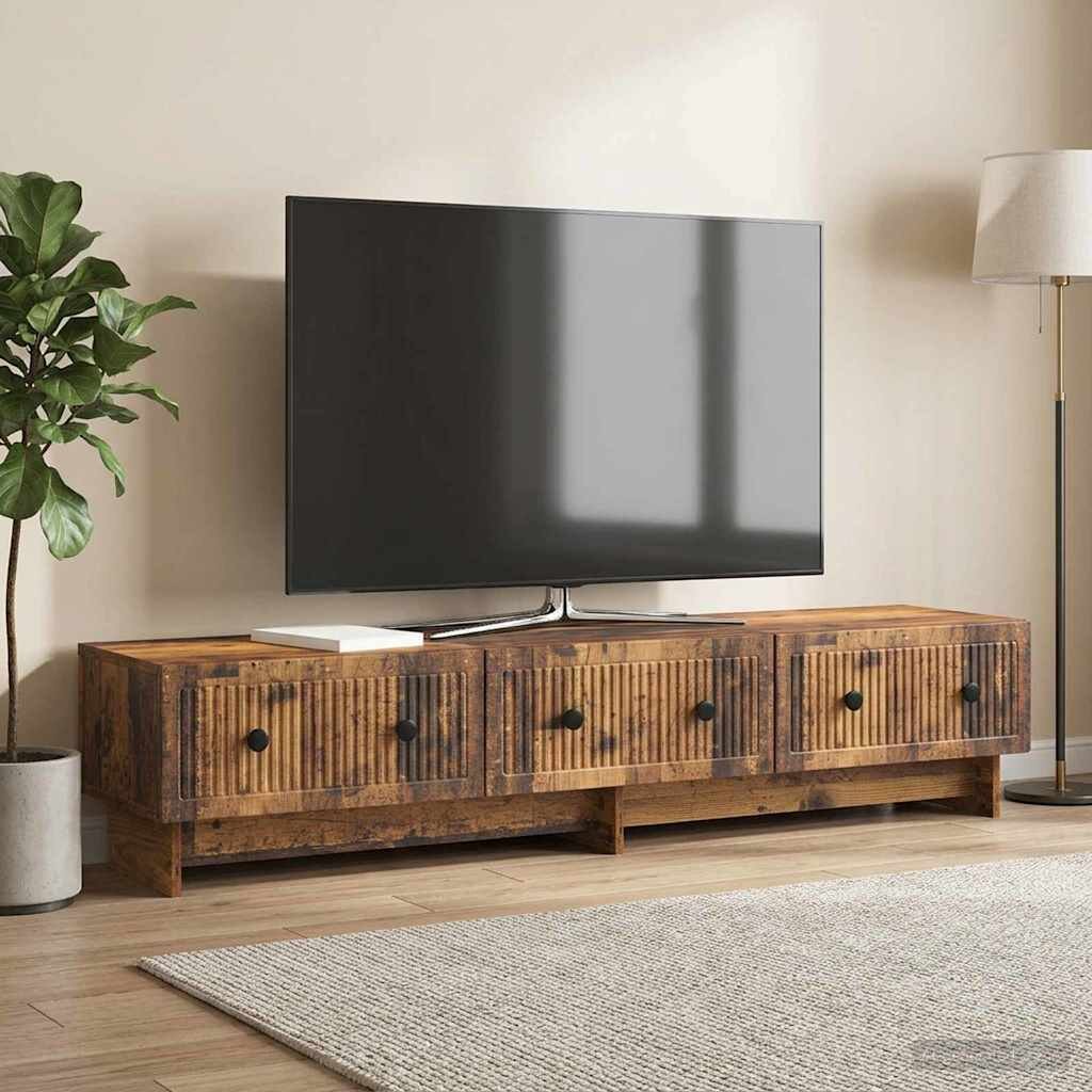 vidaXL ТВ шкаф 147 x 345 x 30 см Старо дърво Инженерна дървесина