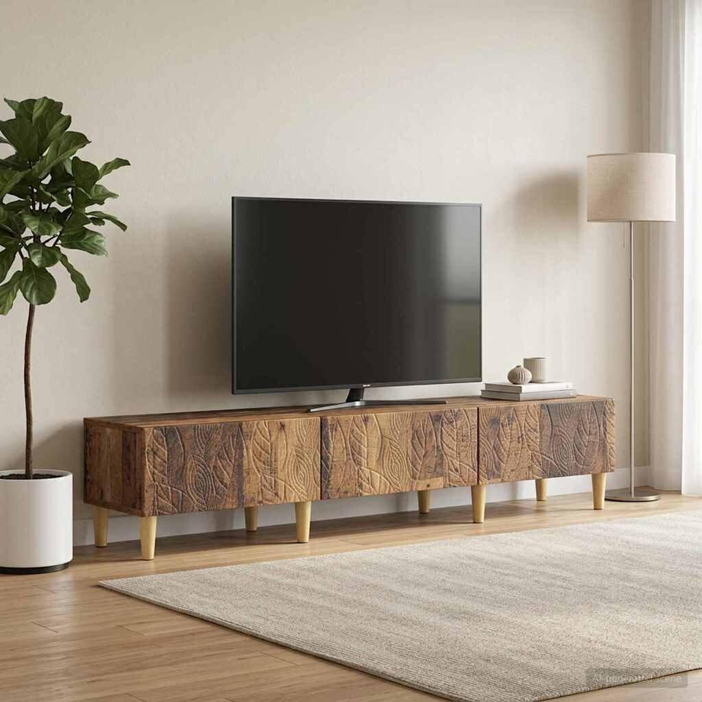 vidaXL ТВ шкаф 147 x 345 x 30 см Старо дърво Инженерна дървесина