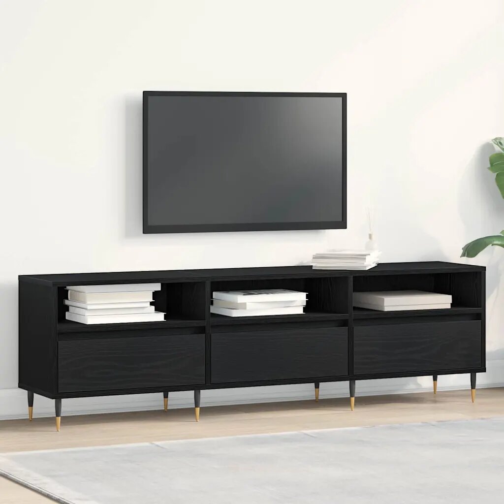 vidaXL ТВ шкаф 150 x 30 x 445 см Черния дъб Инженерна дървесина
