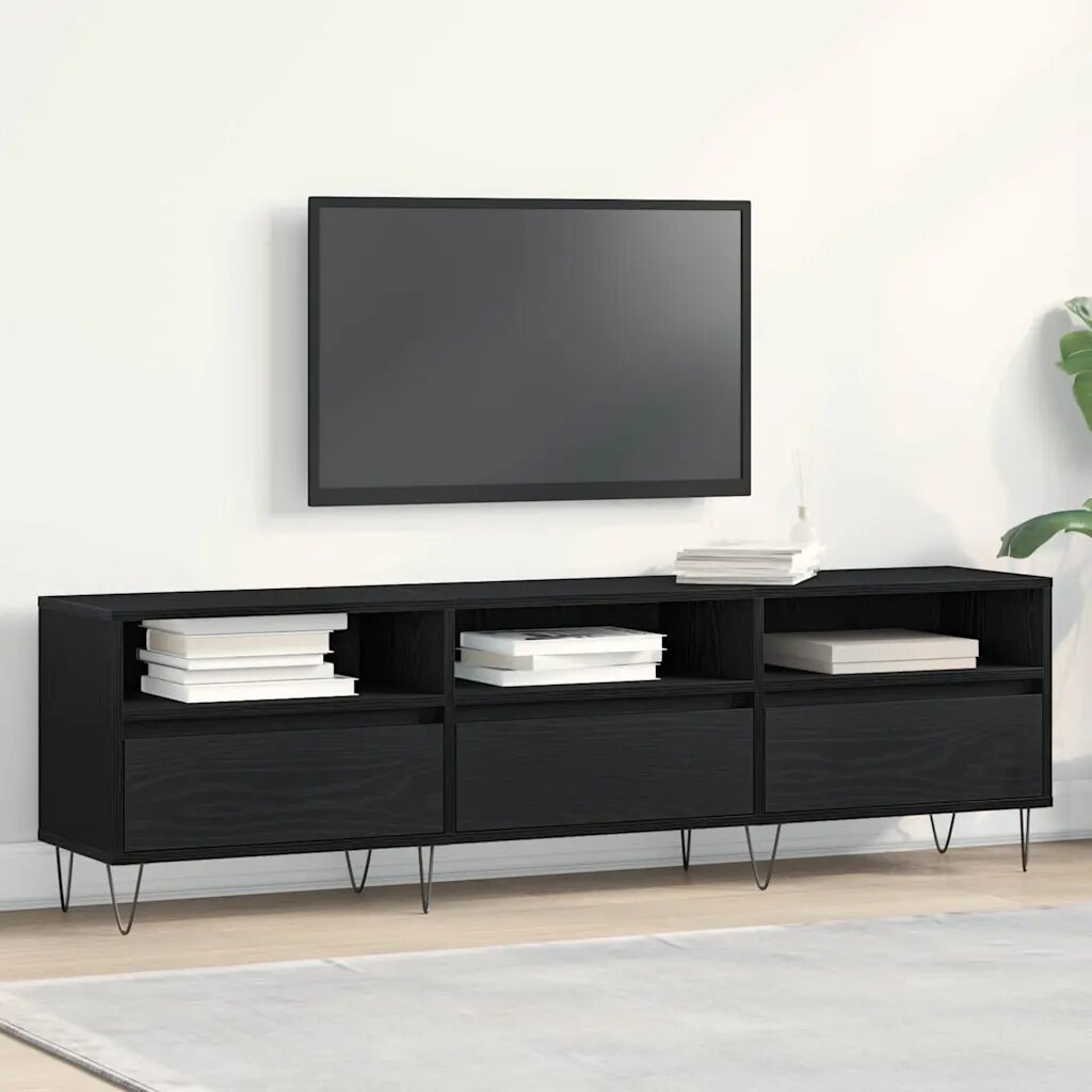 vidaXL ТВ шкаф 150 x 30 x 445 см Черния дъб Инженерна дървесина