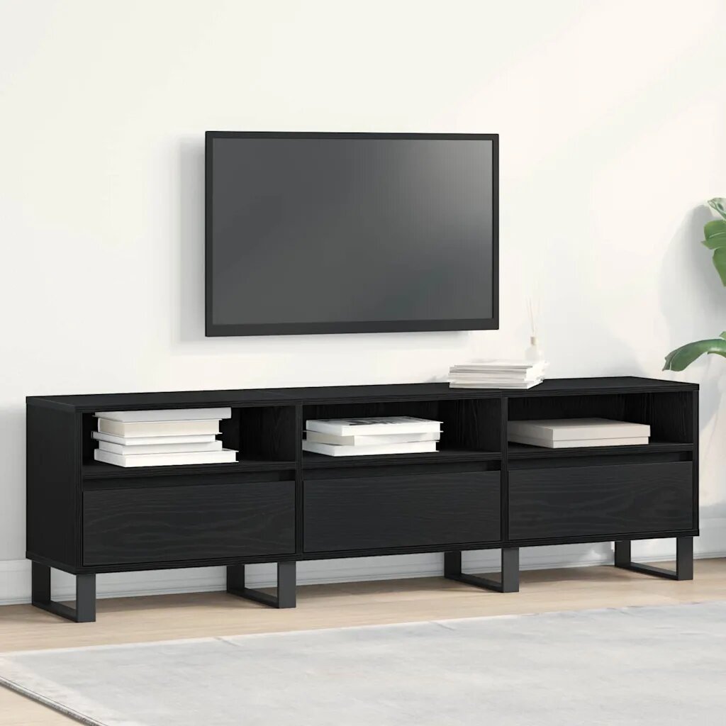 vidaXL ТВ шкаф 150 x 30 x 445 см Черния дъб Инженерна дървесина
