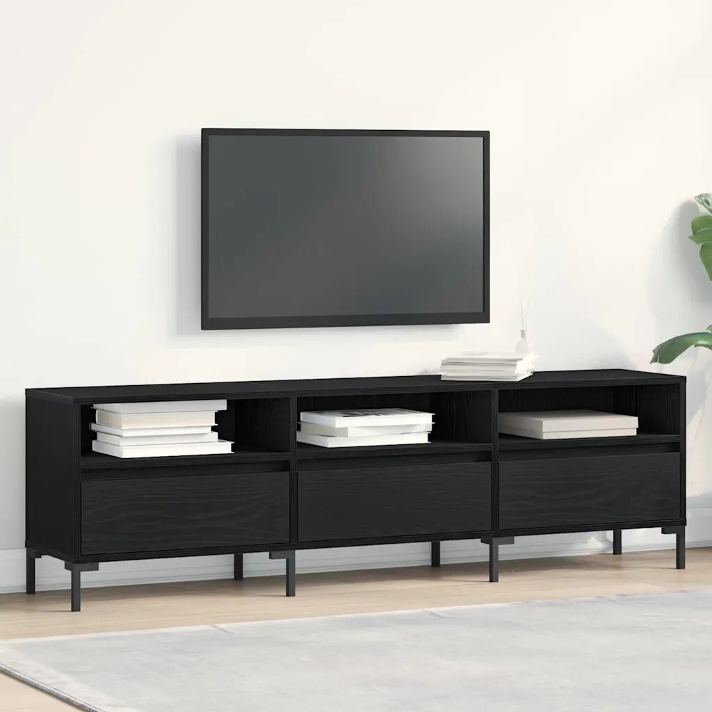 vidaXL ТВ шкаф 150 x 30 x 445 см Черния дъб Инженерна дървесина