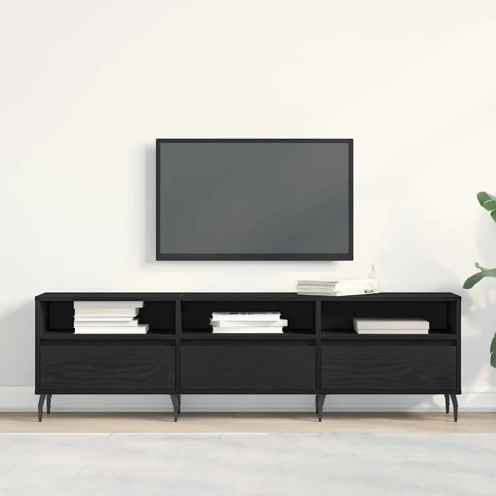 vidaXL ТВ шкаф 150 x 30 x 445 см Черния дъб Инженерна дървесина