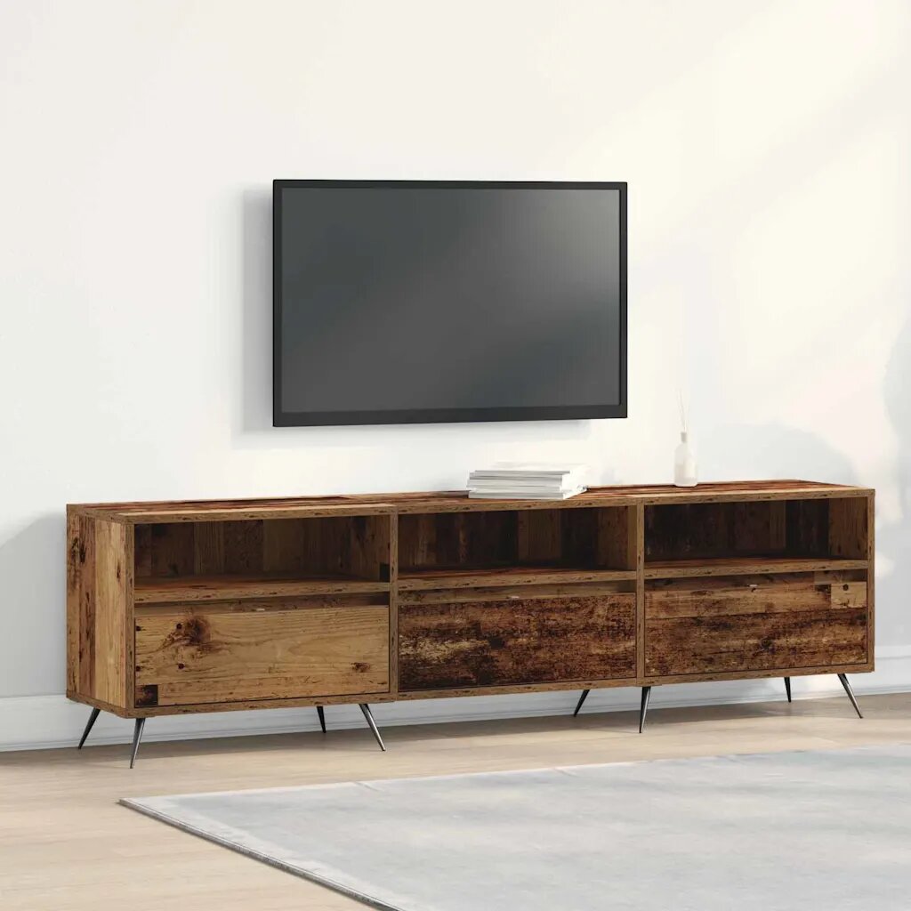 vidaXL ТВ шкаф 150 x 30 x 445 см Старо дърво Инженерна дървесина