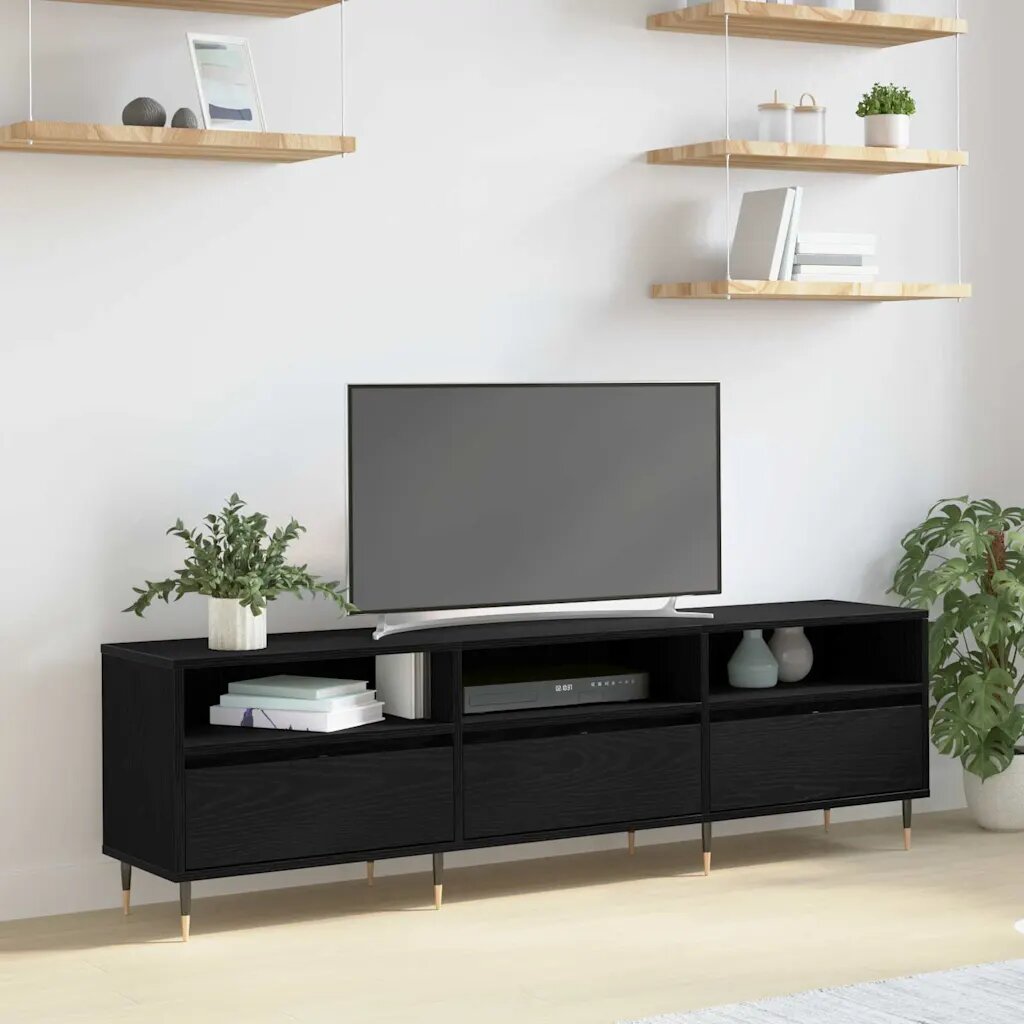 vidaXL ТВ шкаф 150 x 30 x 45 см Черния дъб Инженерна дървесина