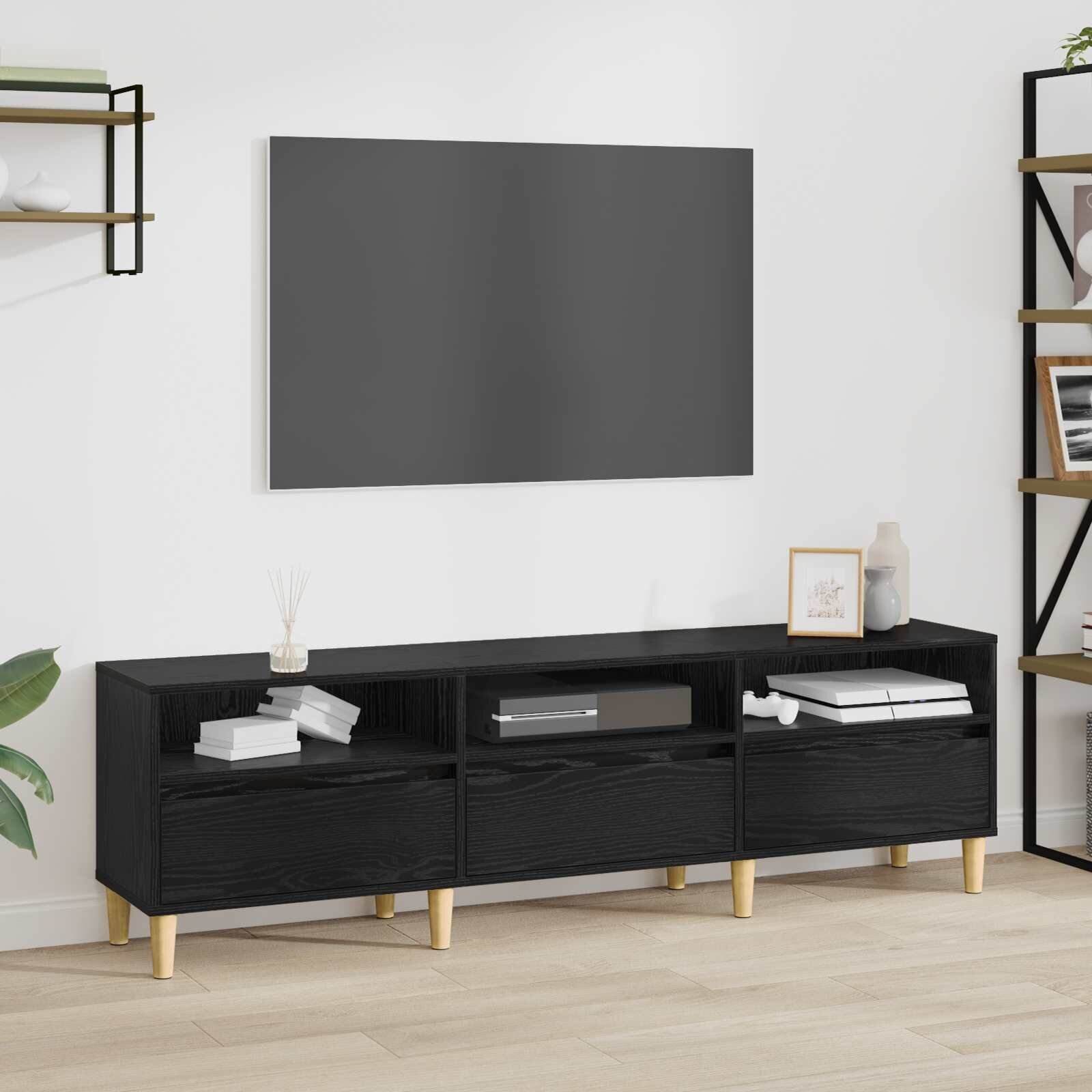 vidaXL ТВ шкаф 150 x 30 x 45 см Черния дъб Инженерна дървесина