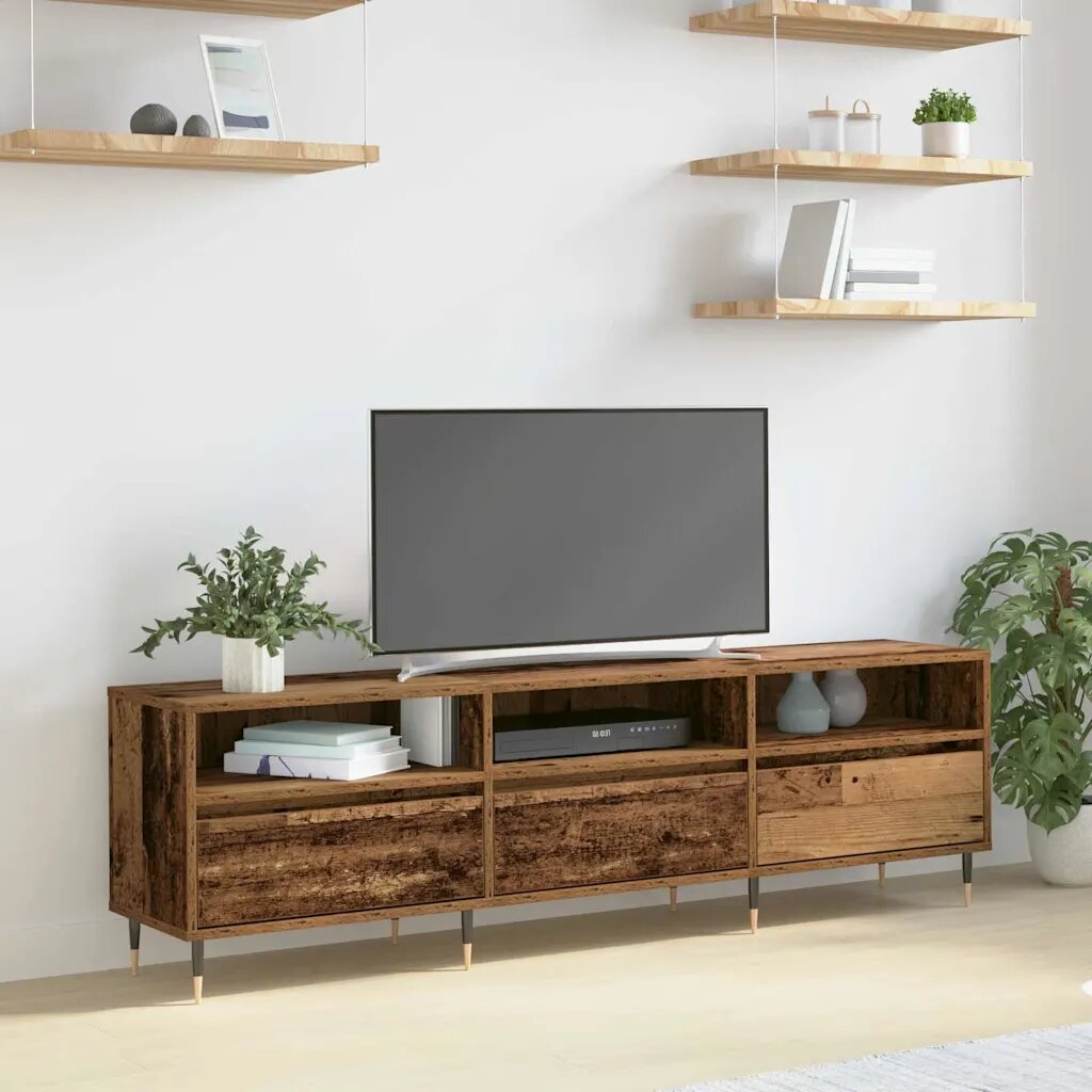 vidaXL ТВ шкаф 150 x 30 x 45 см Старо дърво Инженерна дървесина