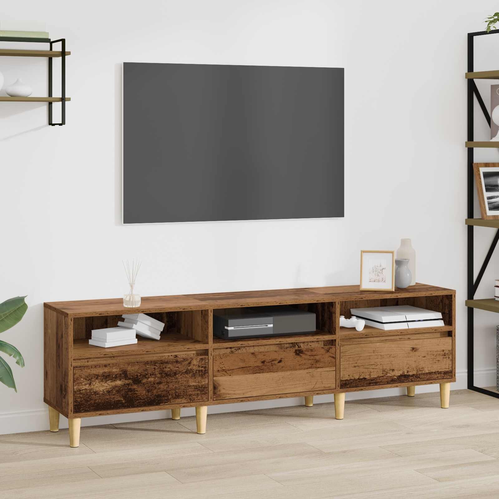 vidaXL ТВ шкаф 150 x 30 x 45 см Старо дърво Инженерна дървесина