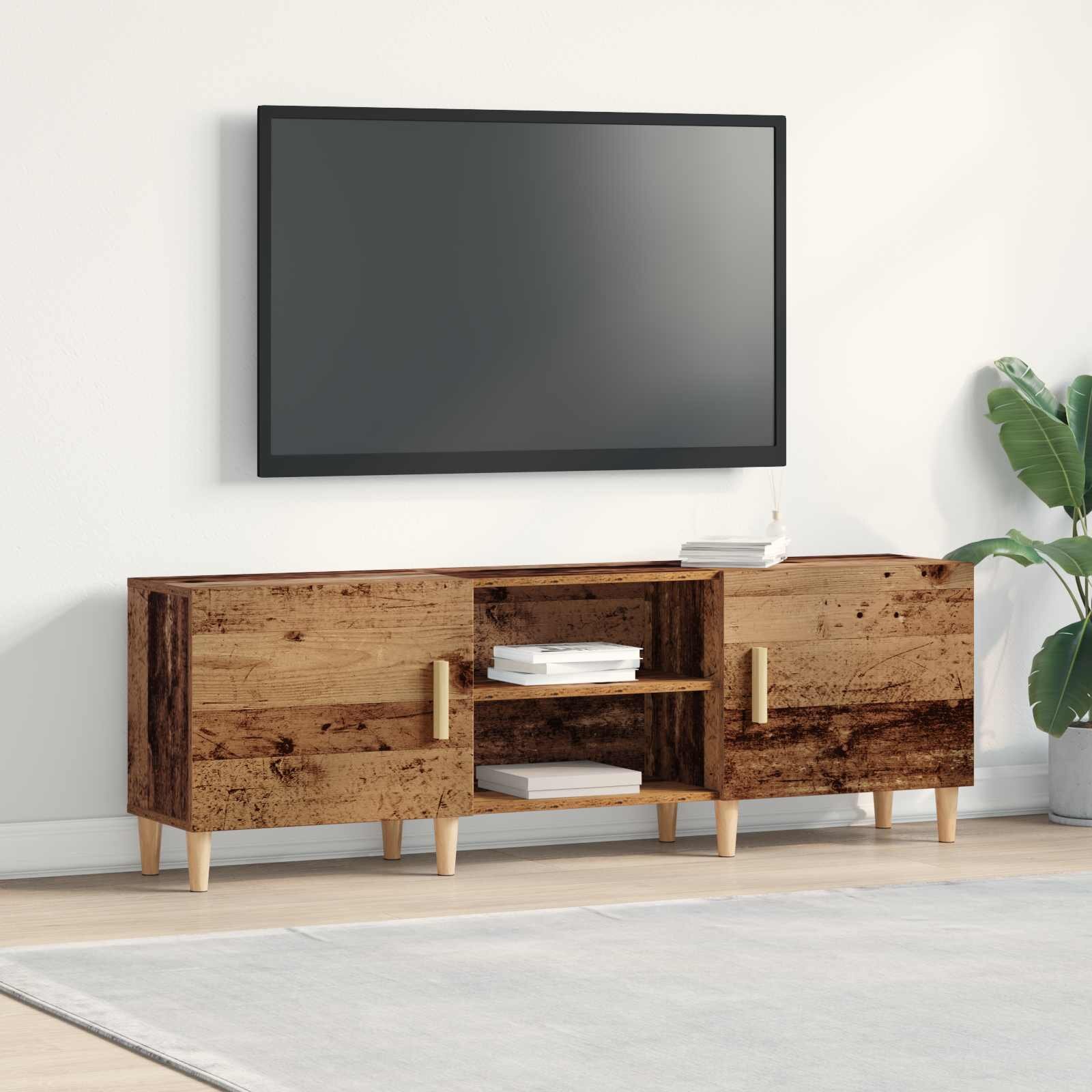 vidaXL ТВ шкаф 150 x 30 x 50 см Старо дърво Инженерна дървесина