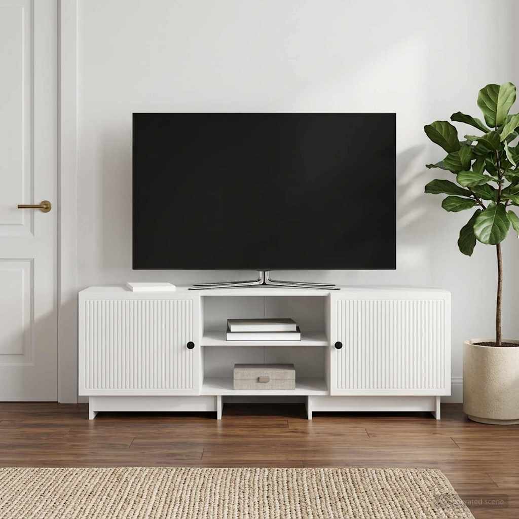 vidaXL ТВ шкаф 150 x 31 x 50 см Бял гланц Инженерен дървен материал