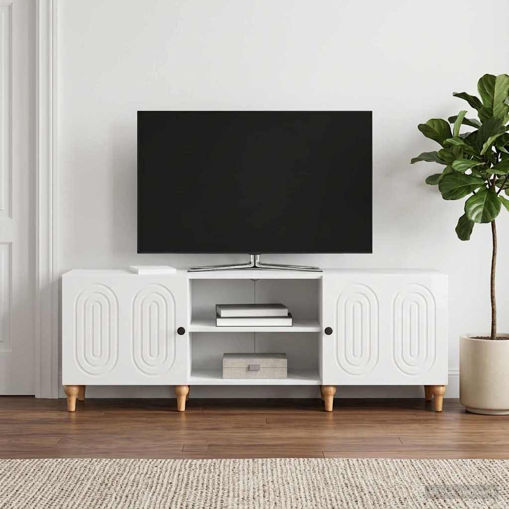 vidaXL ТВ шкаф 150 x 31 x 50 см Бял гланц Инженерна дървесина