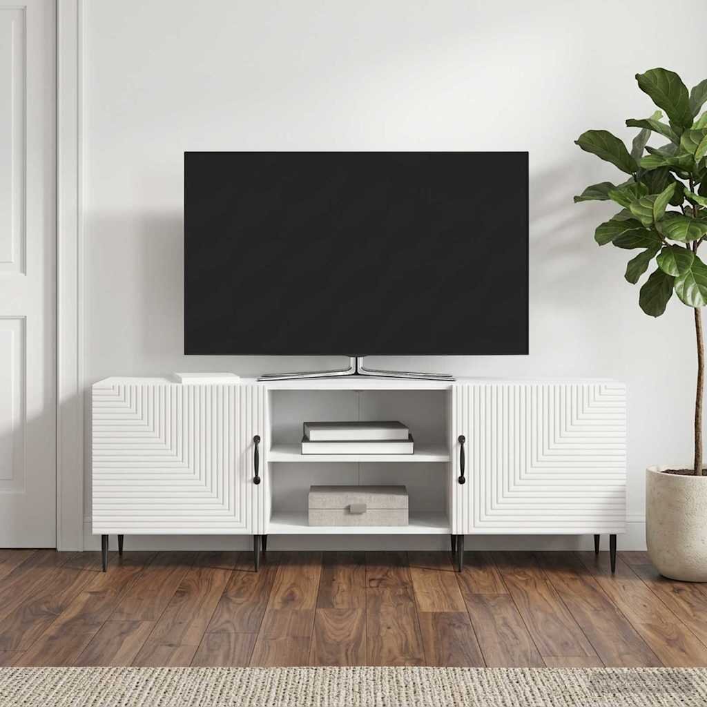 vidaXL ТВ шкаф 150 x 31 x 50 см Бял гланц Инженерна дървесина