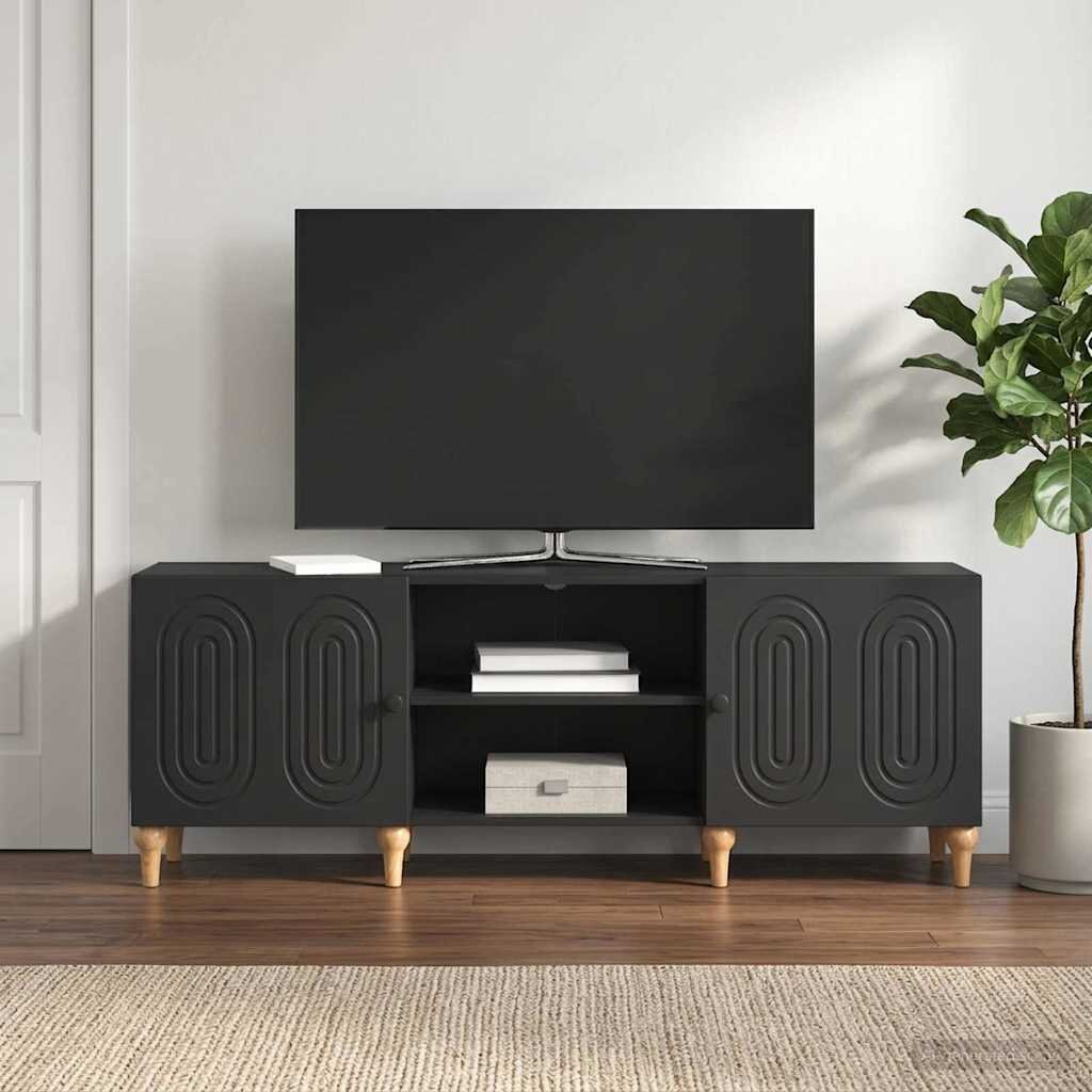 vidaXL ТВ шкаф 150 x 31 x 50 см Черно Инженерна дървесина