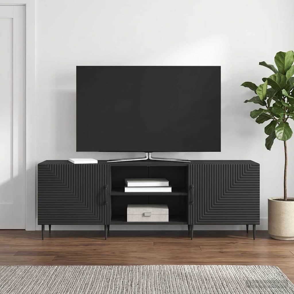 vidaXL ТВ шкаф 150 x 31 x 50 см Черно Инженерна дървесина