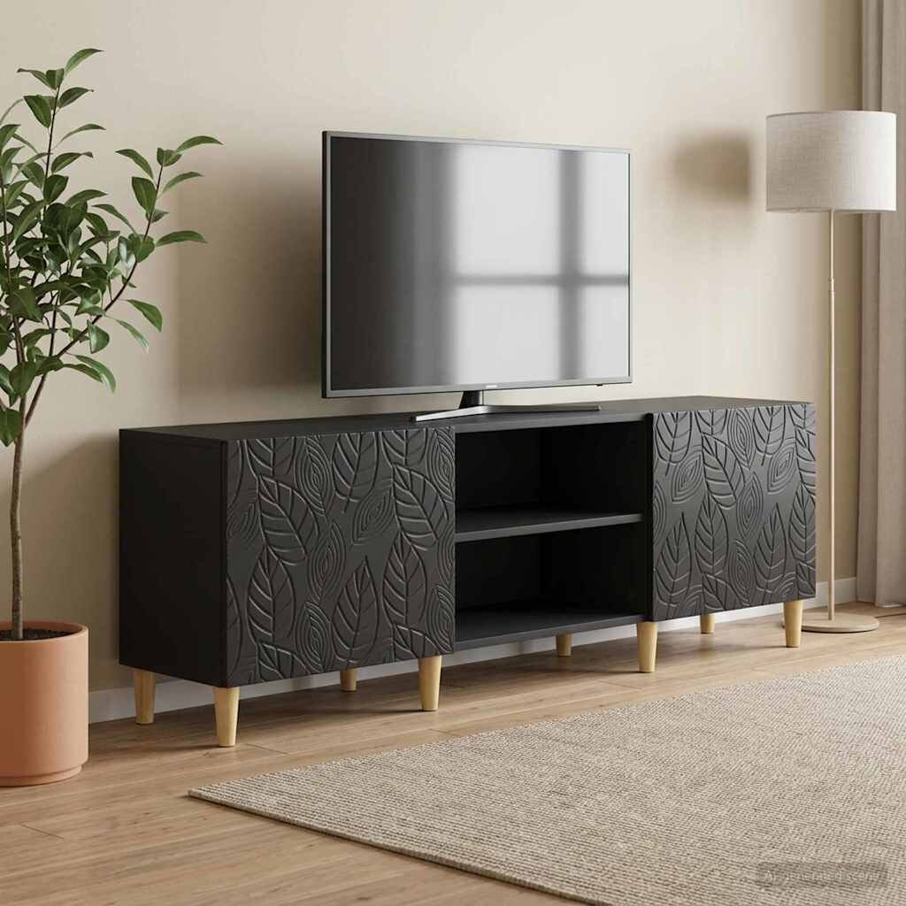 vidaXL ТВ шкаф 150 x 31 x 50 см Черно Инженерна дървесина