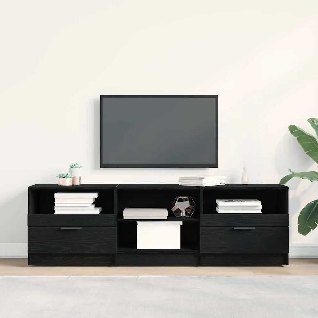 vidaXL ТВ шкаф 150 x 335 x 45 см Черния дъб Инженерна дървесина
