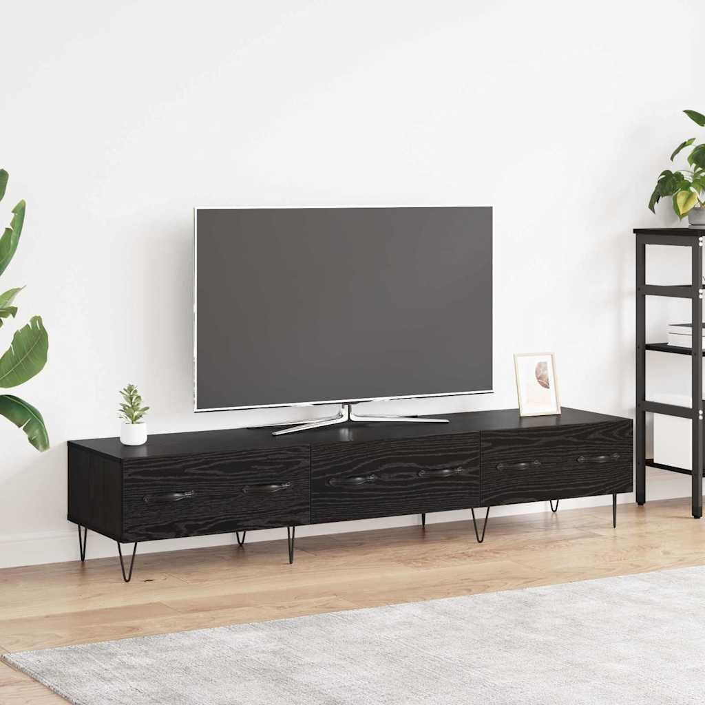 vidaXL ТВ шкаф 150 x 36 x 30 см Черен дъб Инженерна дървесина