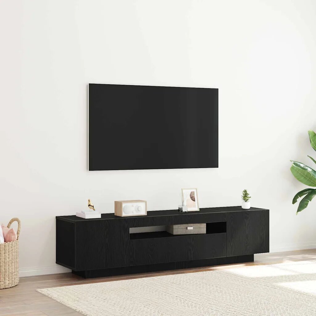 vidaXL ТВ шкаф 160 x 35 x 40 см Черно Инженерна дървесина