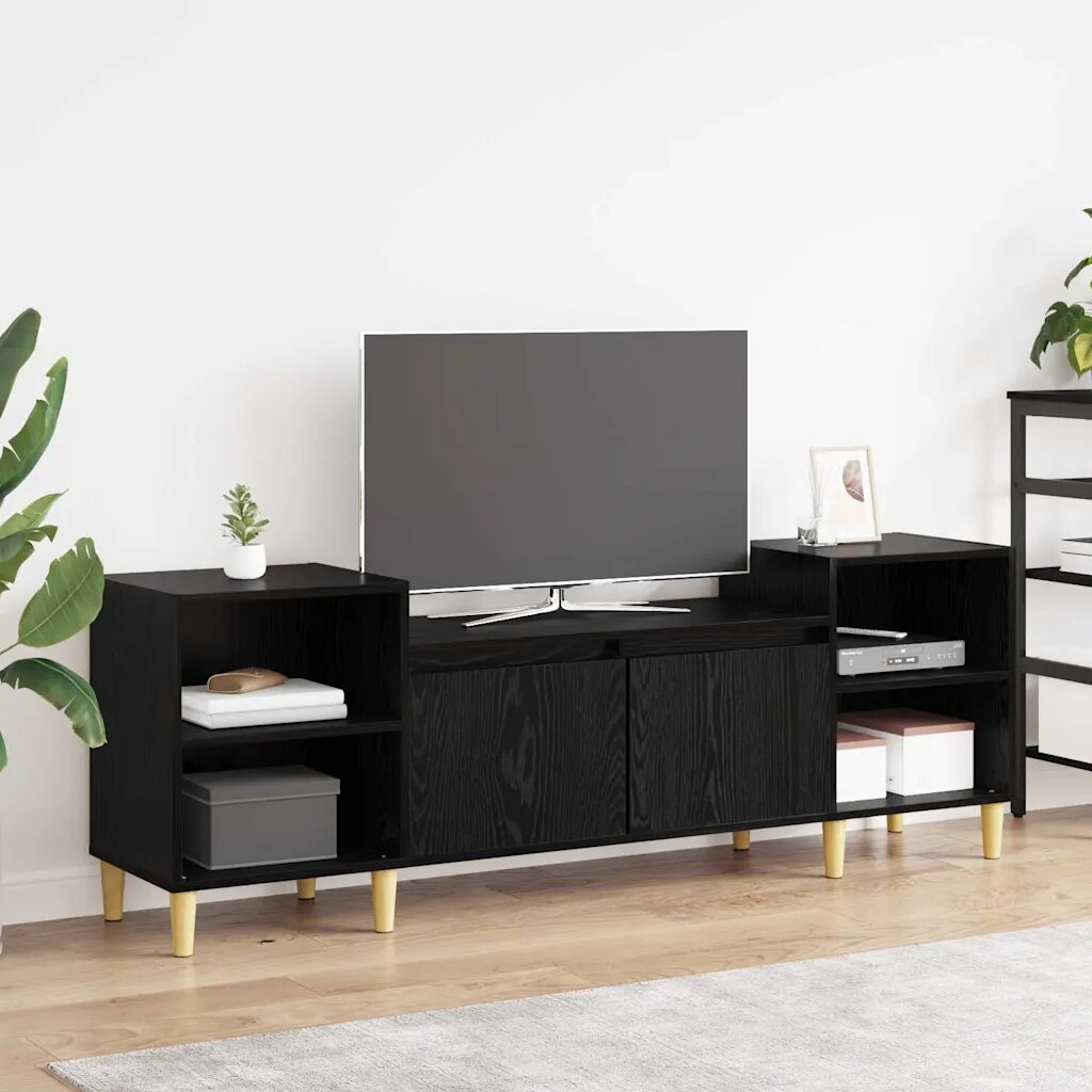 vidaXL ТВ шкаф 160 x 35 x 55 см Черния дъб Инженерна дървесина