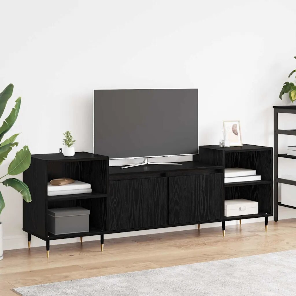 vidaXL ТВ шкаф 160 x 35 x 55 см Черния дъб Инженерна дървесина