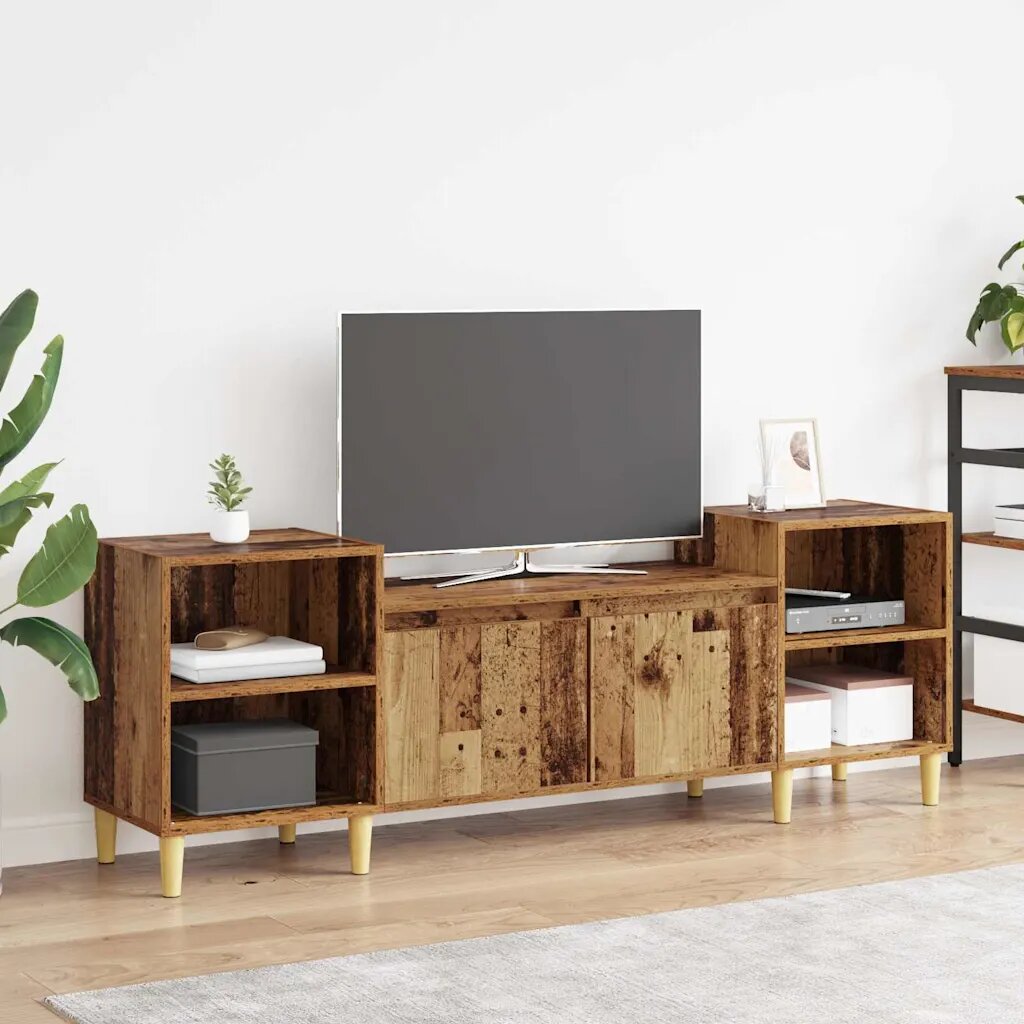 vidaXL ТВ шкаф 160 x 35 x 55 см Старо дърво Инженерна дървесина