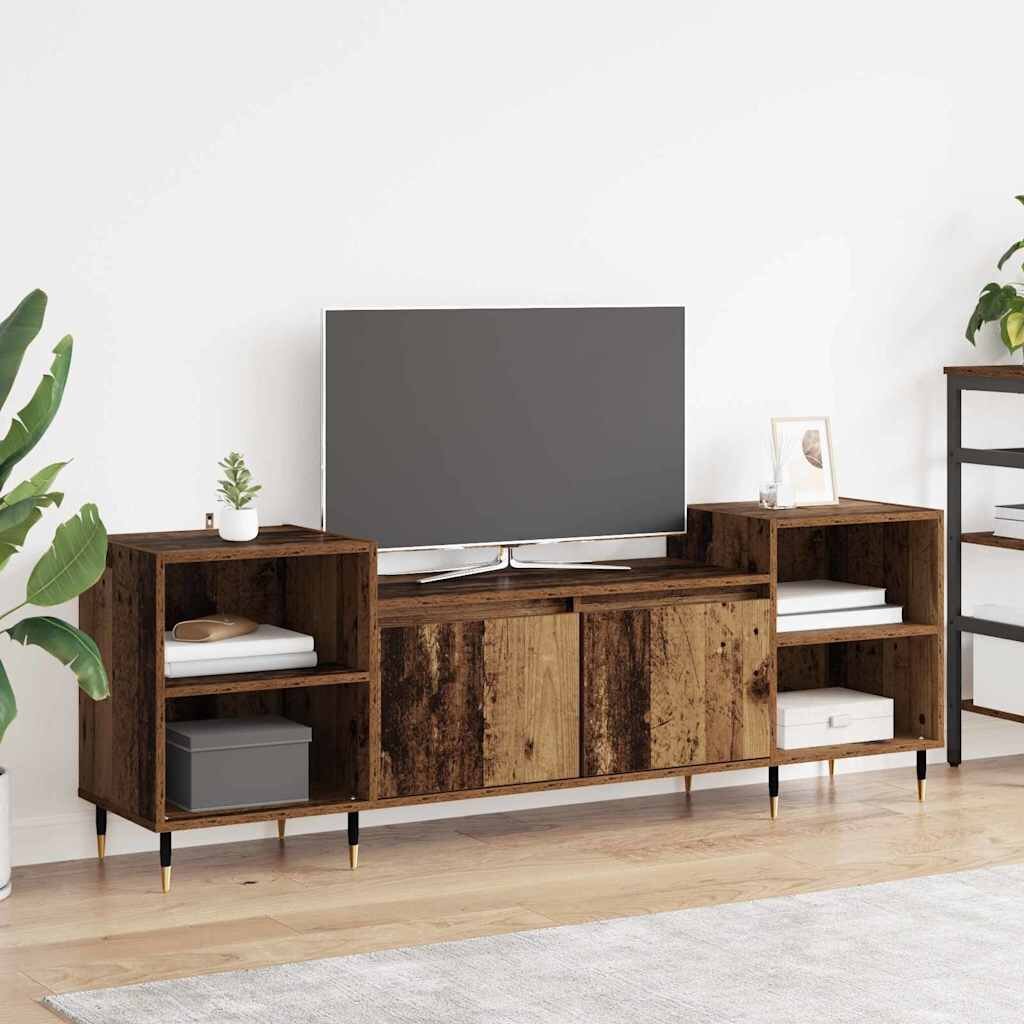 vidaXL ТВ шкаф 160 x 35 x 55 см Старо дърво Инженерна дървесина