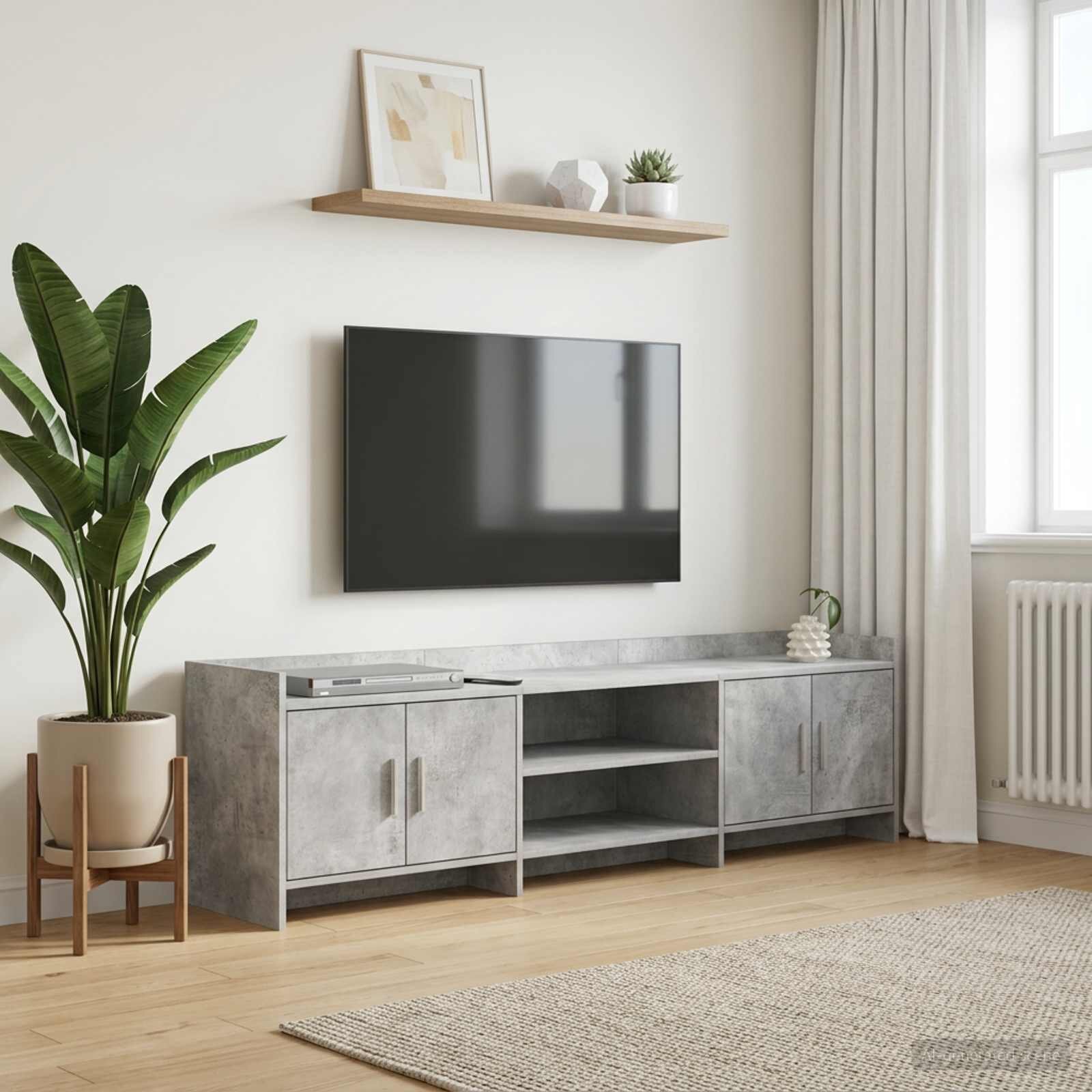 vidaXL ТВ шкаф 168 x 33 x 47 см Бетонно сиво Инженерна дървесина