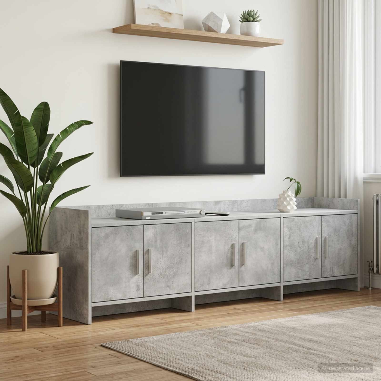 vidaXL ТВ шкаф 168 x 33 x 47 см Бетонно сиво Инженерна дървесина