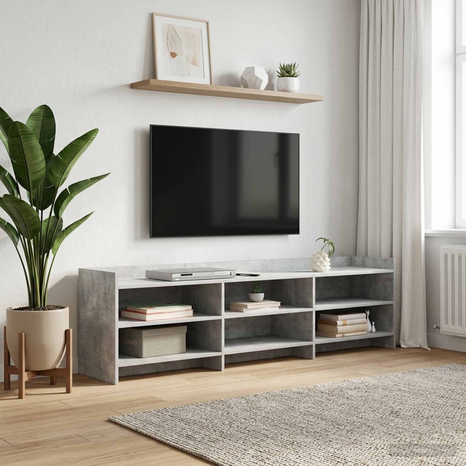 vidaXL ТВ шкаф 168 x 33 x 47 см Бетонно сиво Инженерна дървесина