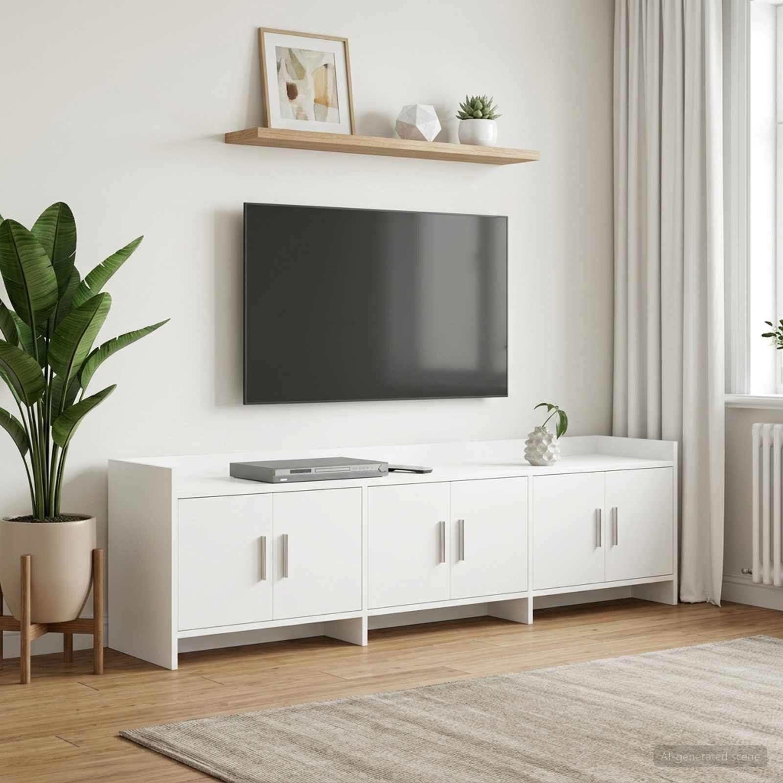 vidaXL ТВ шкаф 168 x 33 x 47 см Бяло Инженерна дървесина