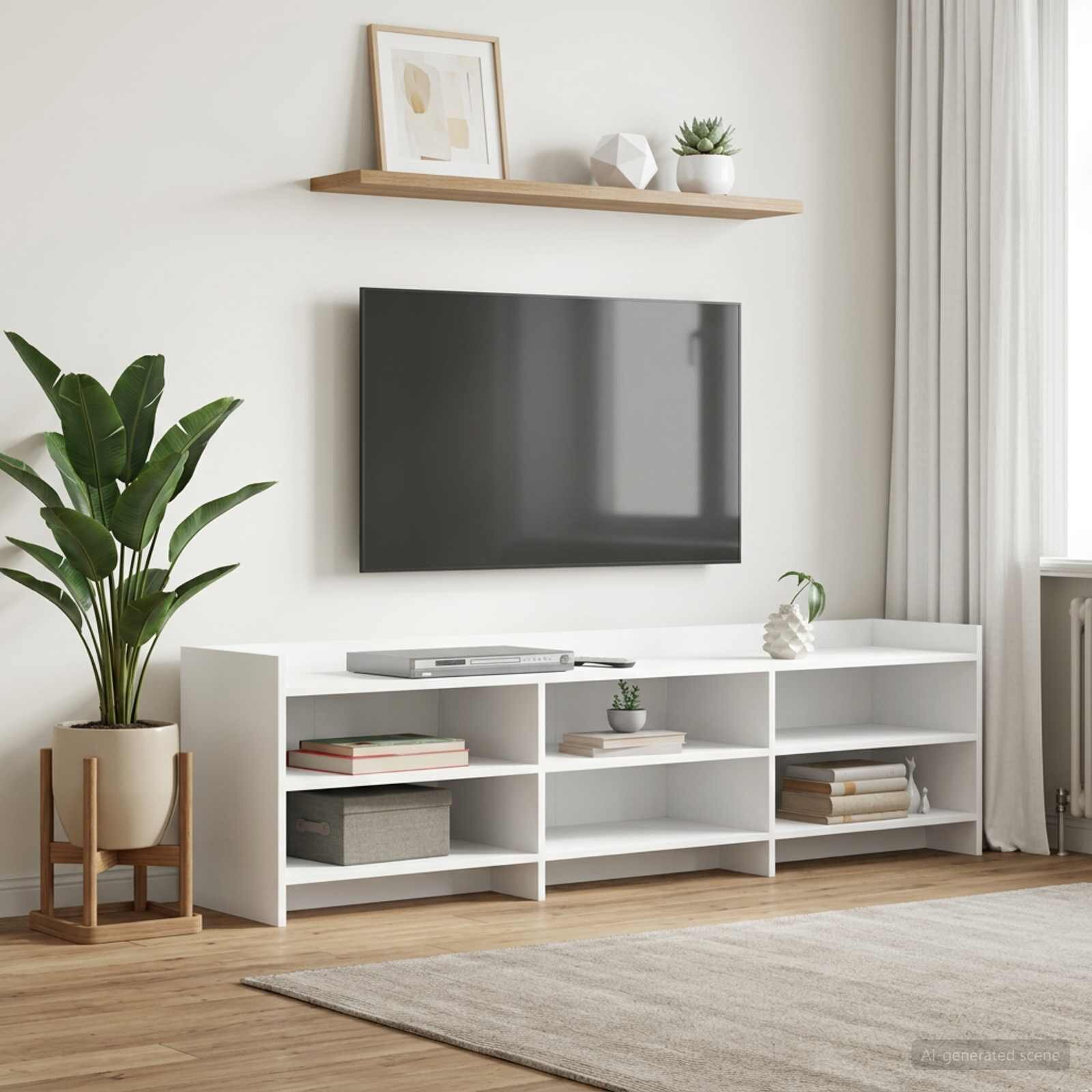 vidaXL ТВ шкаф 168 x 33 x 47 см Бяло Инженерна дървесина