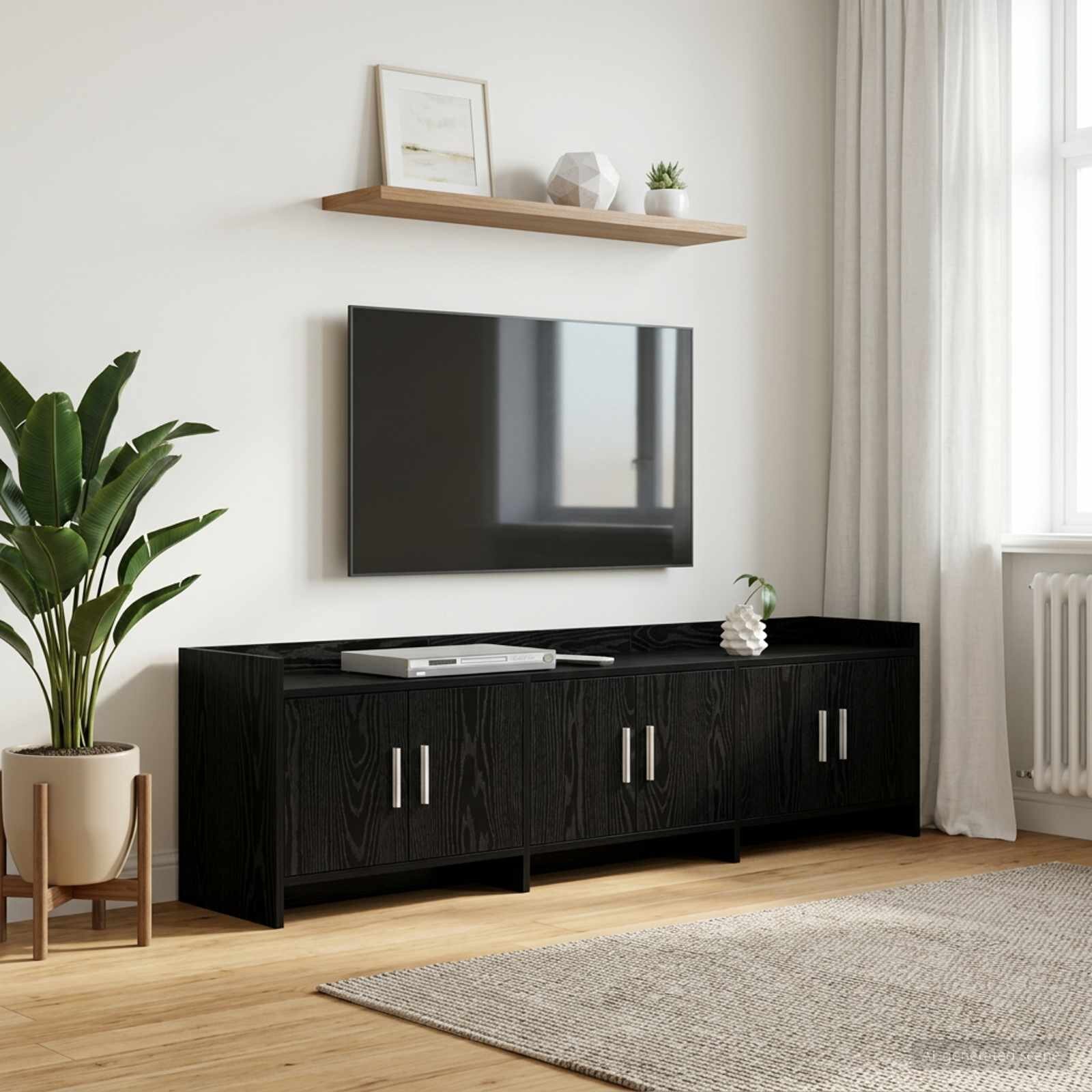 vidaXL ТВ шкаф 168 x 33 x 47 см Черен дъб Инженерна дървесина